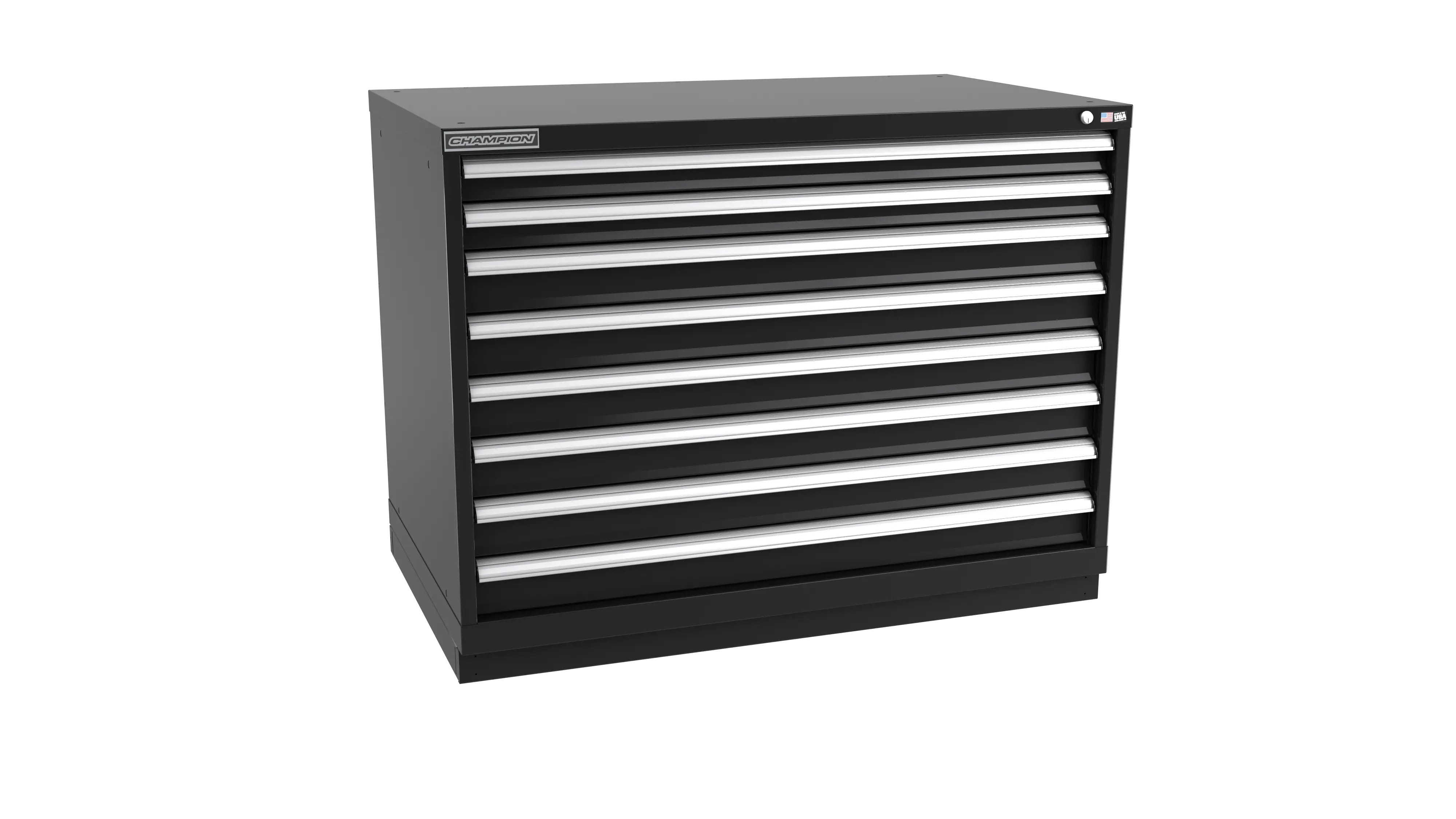 Champion Tool 8-Drawer Metal Modular Storage Cabinet with 240 Internal Compartments, 47 W x 35-7/8 H x 28-1/2 D in - CM EW1500-0801-ILC-FTB Champion Tool Storage