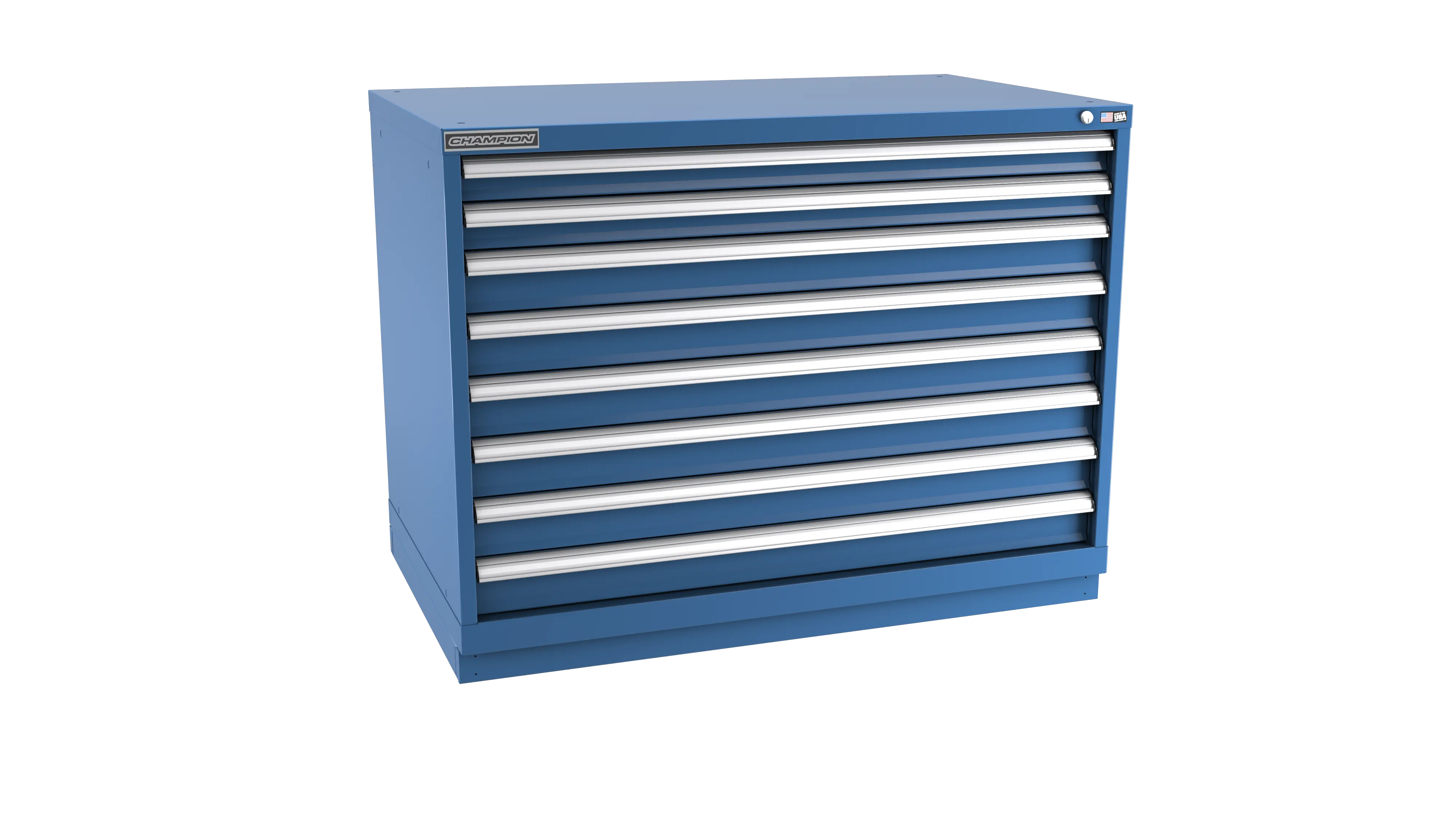 Champion Tool 8-Drawer Metal Modular Storage Cabinet with 240 Internal Compartments, 47 W x 35-7/8 H x 28-1/2 D in - CM EW1500-0801-ILC-FTB Champion Tool Storage