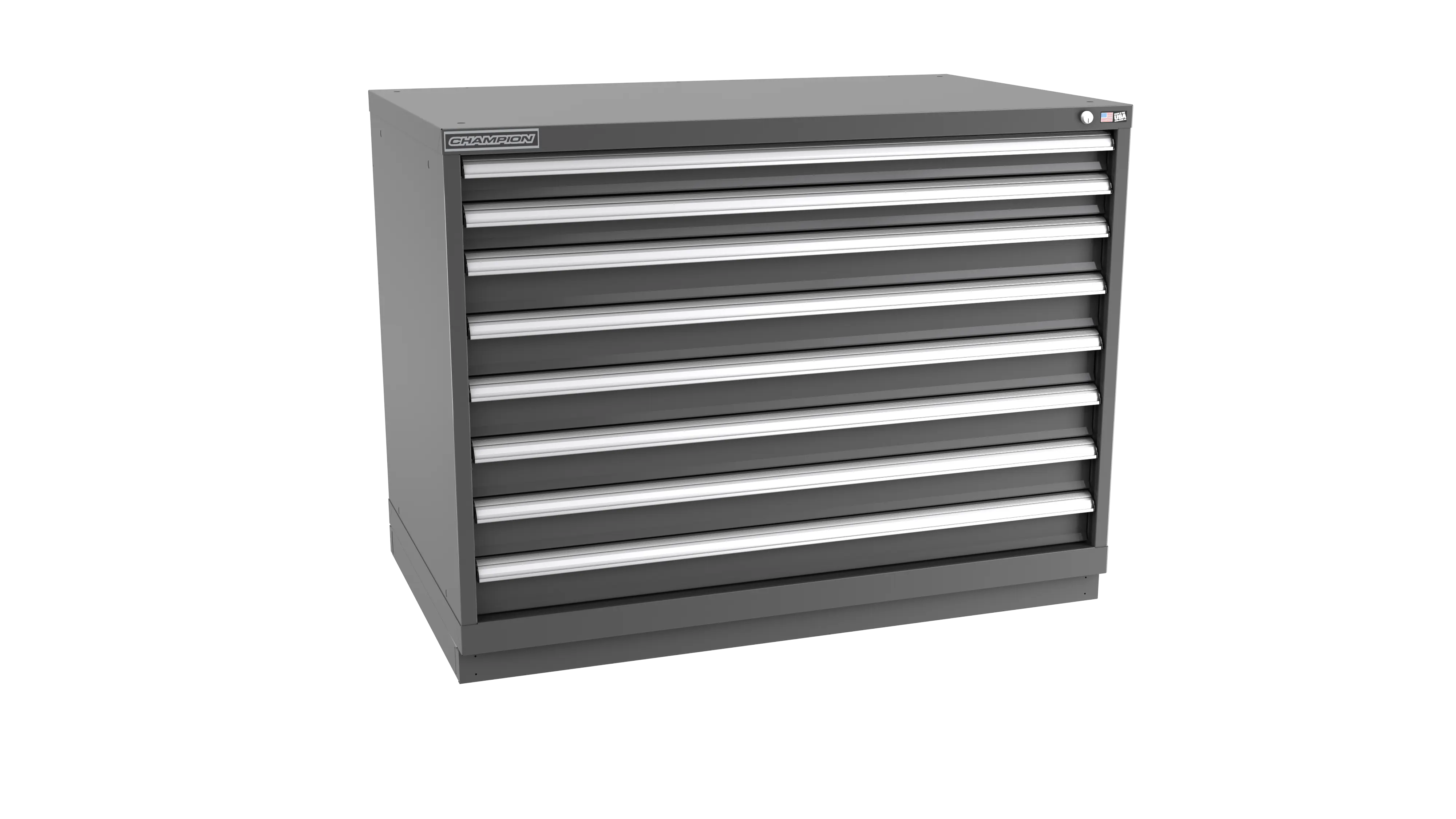 Champion Tool 8-Drawer Metal Modular Storage Cabinet with 240 Internal Compartments, 47 W x 35-7/8 H x 28-1/2 D in - CM EW1500-0801-ILC-FTB Champion Tool Storage