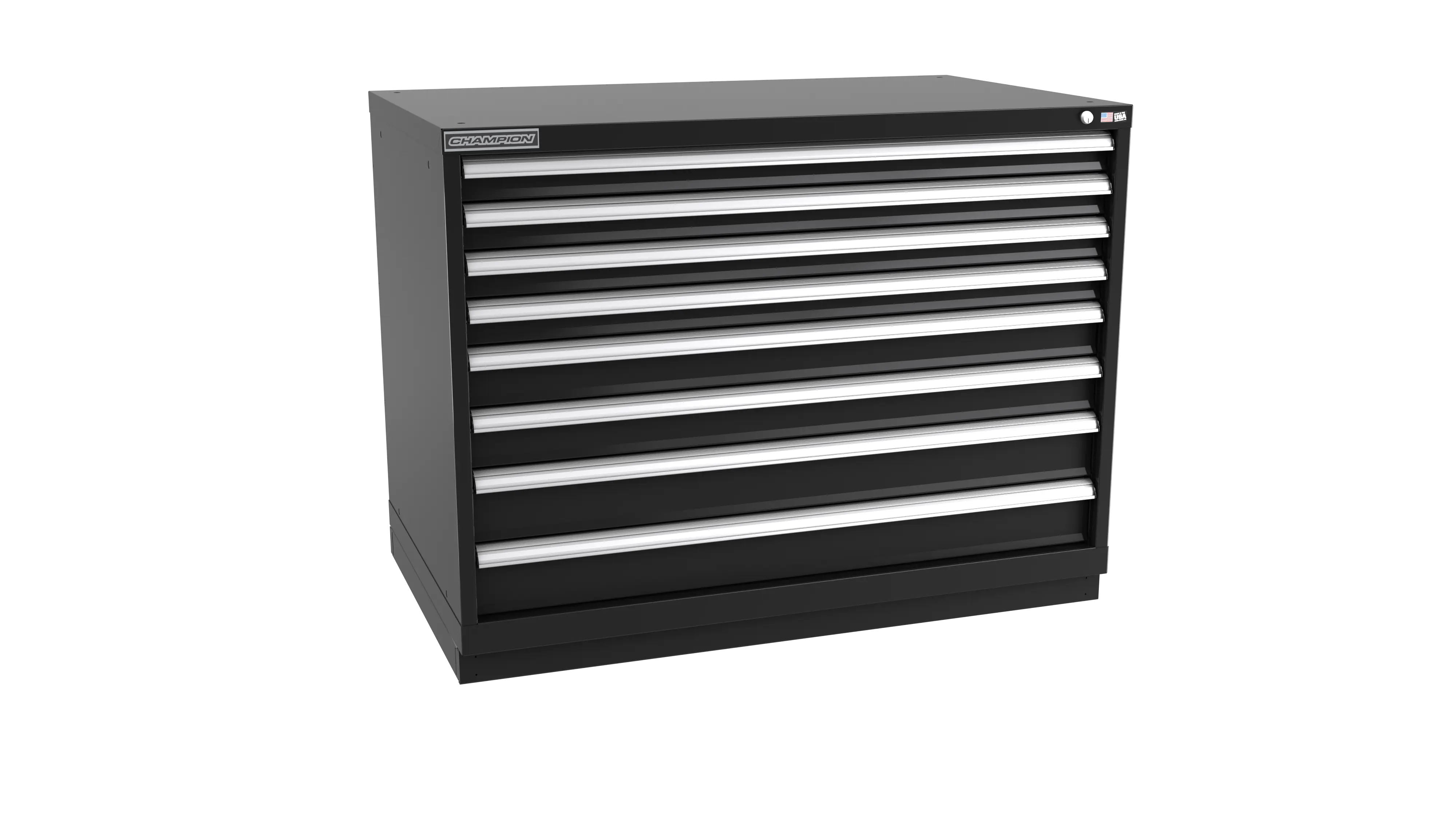 Champion Tool 8-Drawer Metal Modular Storage Cabinet with 264 Internal Compartments, 47 W x 35-7/8 H x 28-1/2 D in - CM EW1500-0802-ILC-FTB Champion Tool Storage
