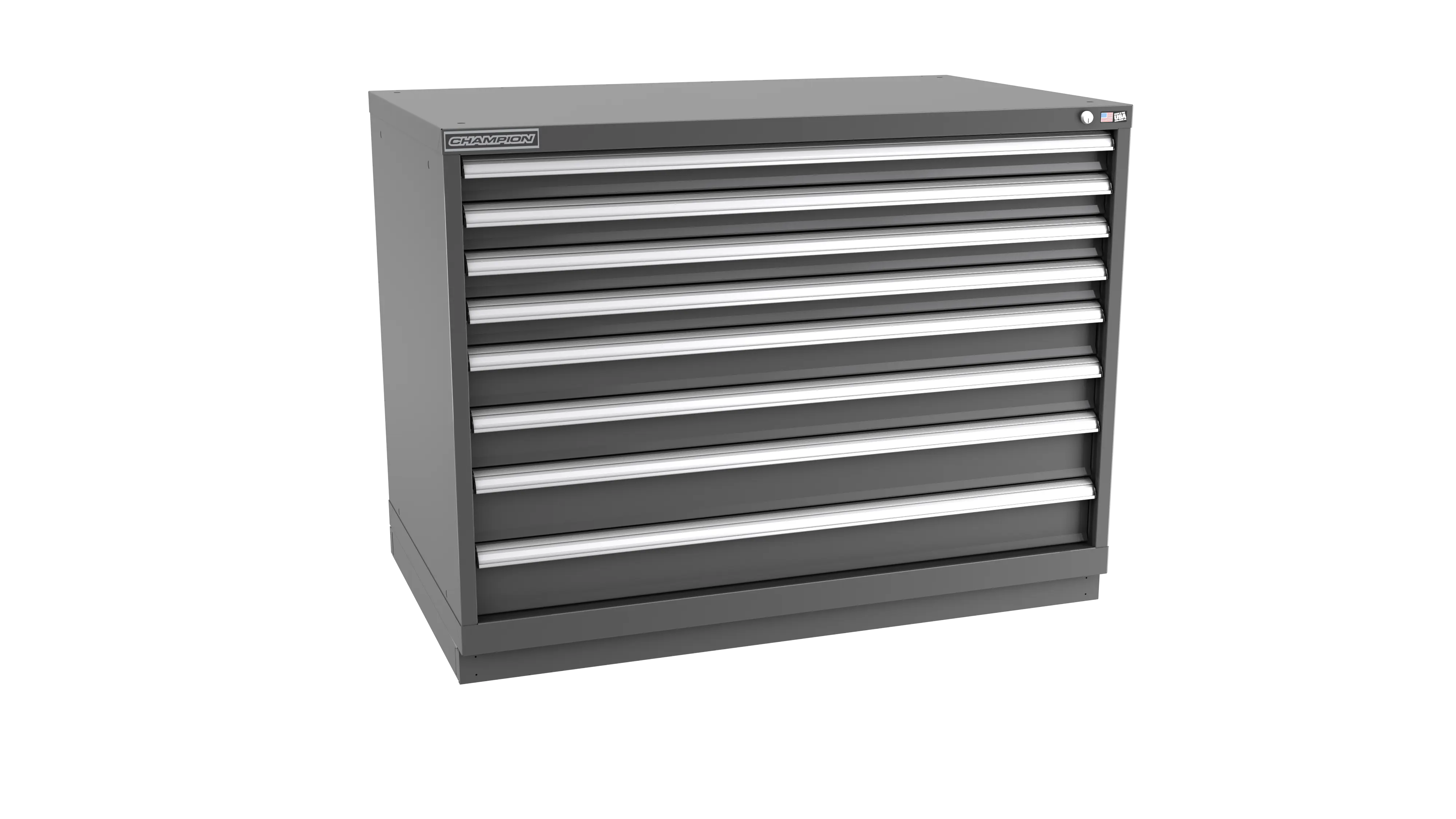 Champion Tool 8-Drawer Metal Modular Storage Cabinet with 264 Internal Compartments, 47 W x 35-7/8 H x 28-1/2 D in - CM EW1500-0802-ILC-FTB Champion Tool Storage
