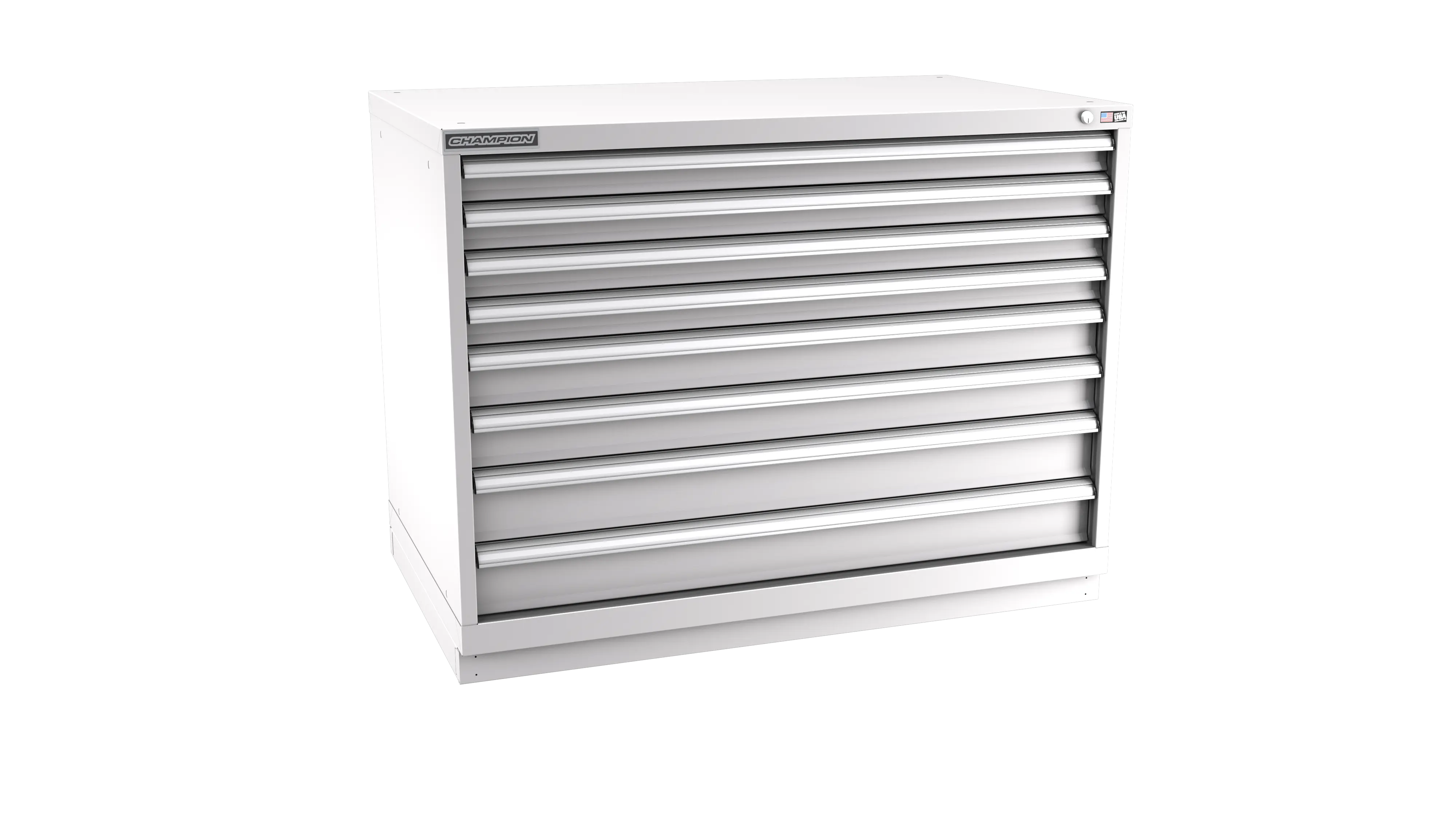 Champion Tool 8-Drawer Metal Modular Storage Cabinet with 264 Internal Compartments, 47 W x 35-7/8 H x 28-1/2 D in - CM EW1500-0802-ILC-FTB Champion Tool Storage