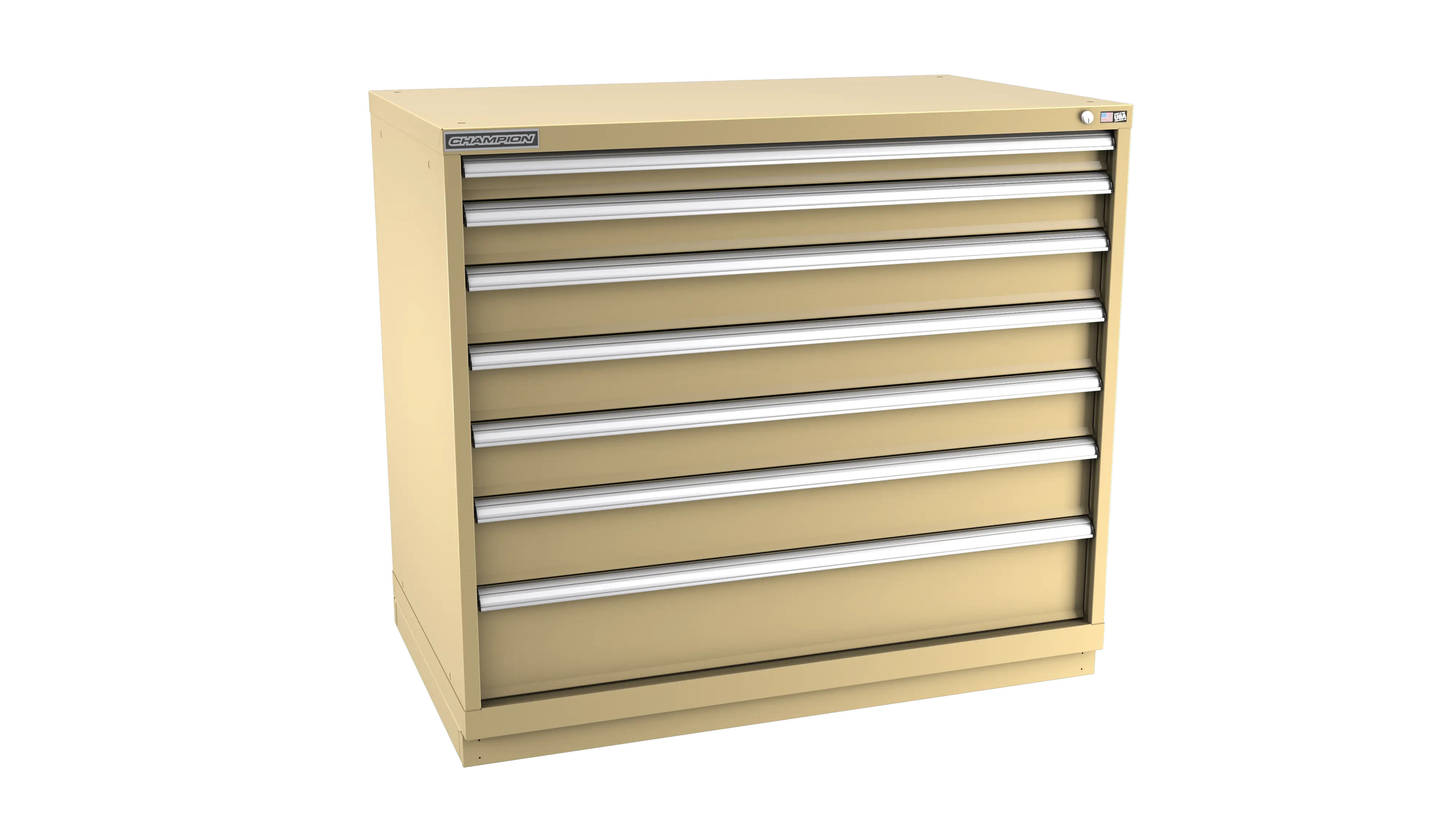 Champion Tool 7-Drawer Metal Modular Storage Cabinet with 180 Internal Compartments, 47 W x 41-3/4 H x 28-1/2 D in - CM EW1800-0701-ILC-FTB Champion Tool Storage