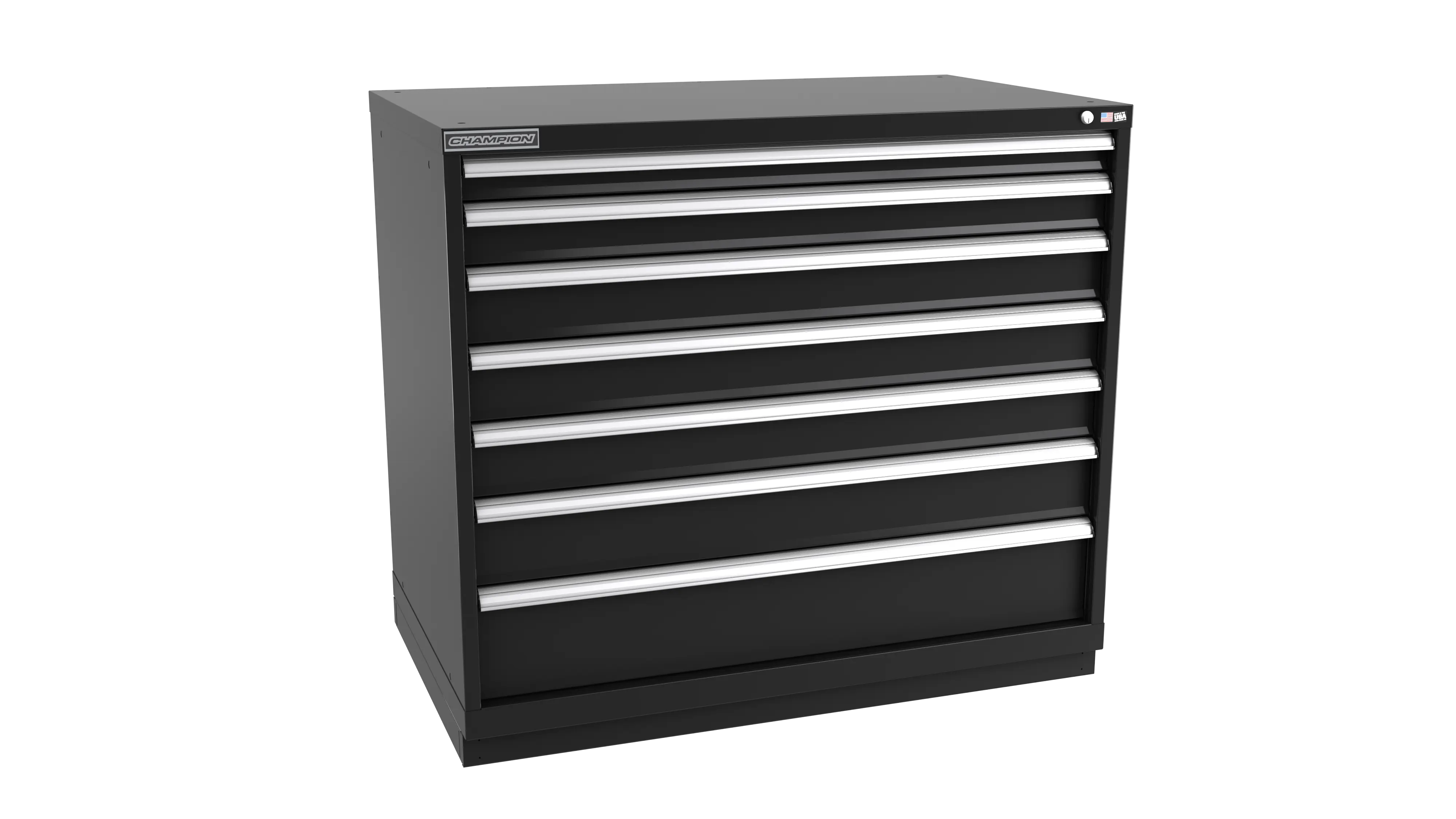 Champion Tool 7-Drawer Metal Modular Storage Cabinet with 180 Internal Compartments, 47 W x 41-3/4 H x 28-1/2 D in - CM EW1800-0701-ILC-FTB Champion Tool Storage