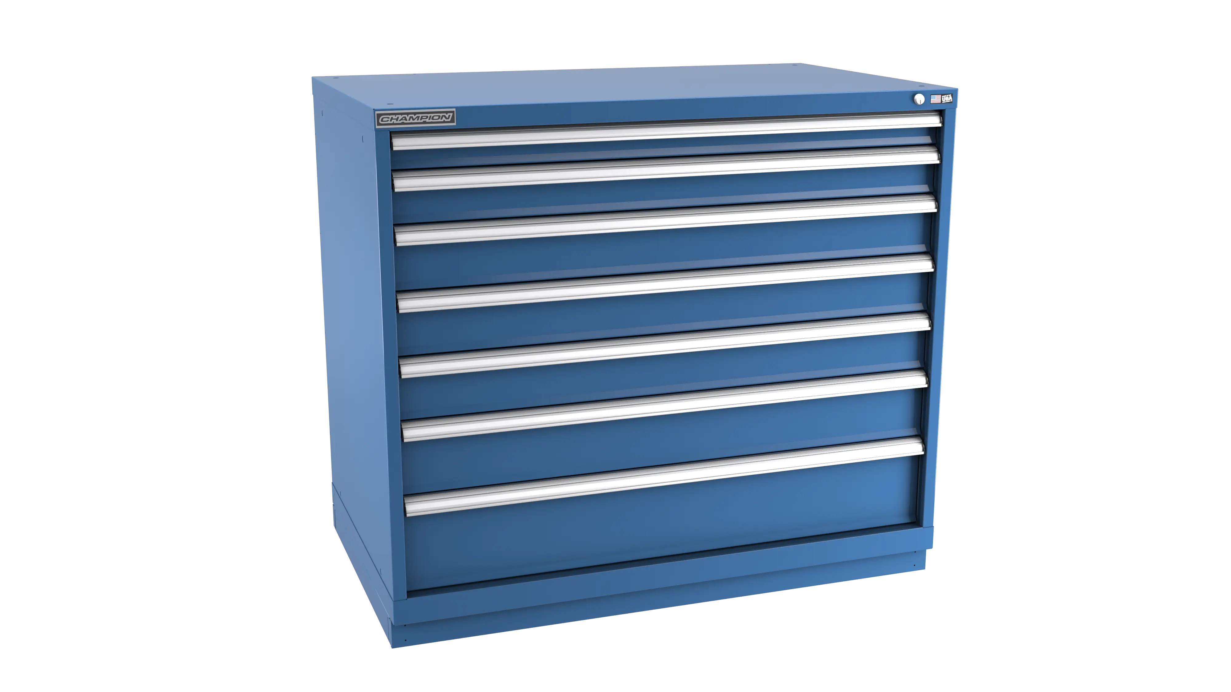 Champion Tool 7-Drawer Metal Modular Storage Cabinet with 180 Internal Compartments, 47 W x 41-3/4 H x 28-1/2 D in - CM EW1800-0701-ILC-FTB Champion Tool Storage