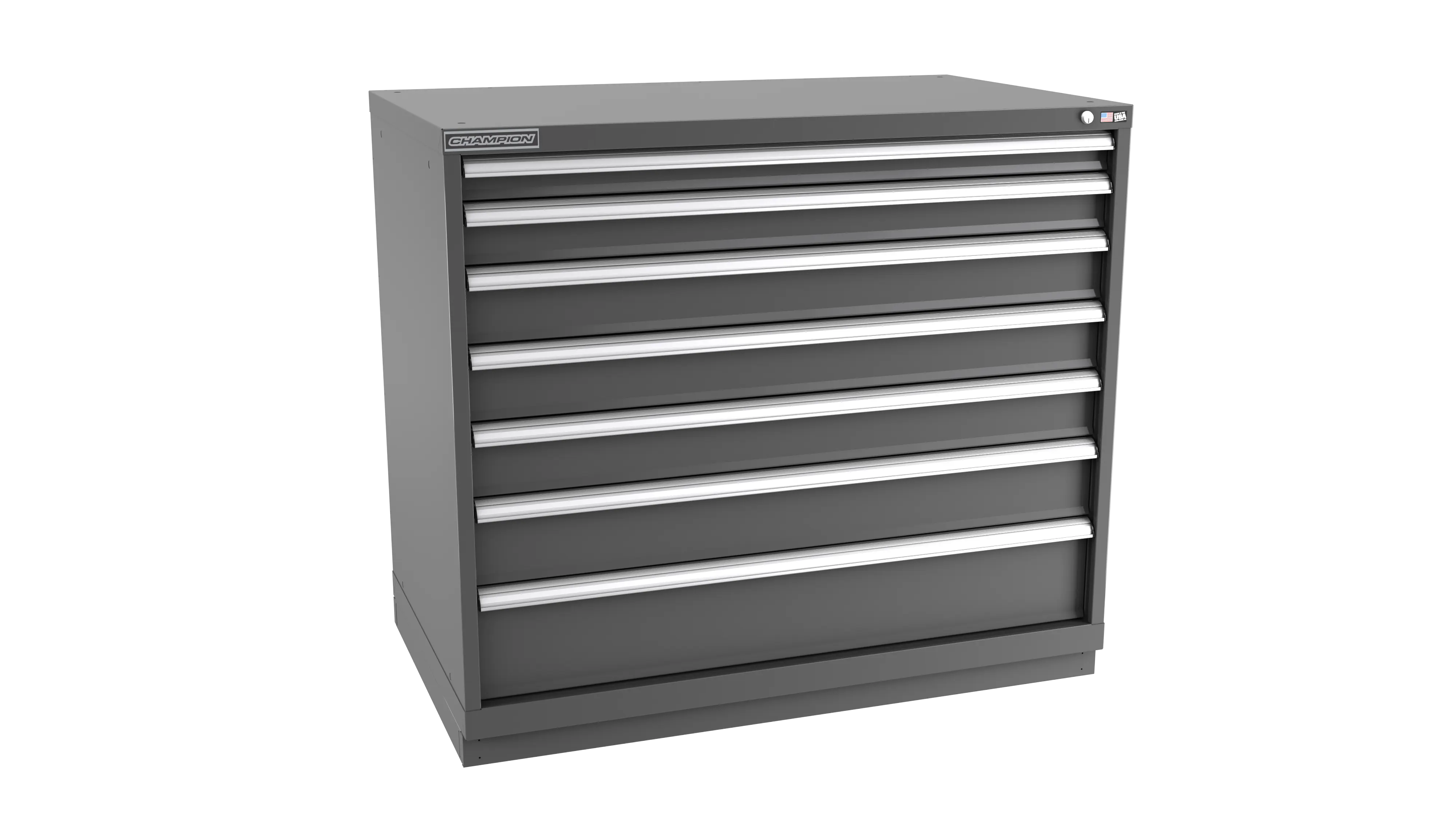 Champion Tool 7-Drawer Metal Modular Storage Cabinet with 180 Internal Compartments, 47 W x 41-3/4 H x 28-1/2 D in - CM EW1800-0701-ILC-FTB Champion Tool Storage
