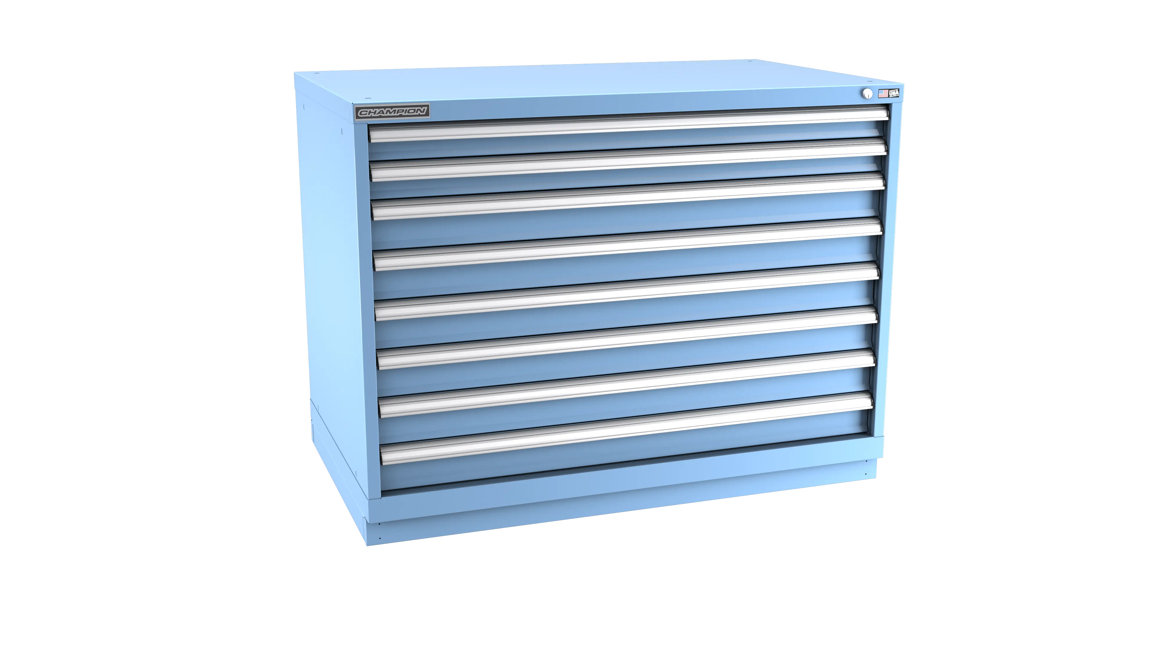 Champion Tool 8-Drawer Metal Modular Storage Cabinet with 240 Internal Compartments, 47 W x 35-7/8 H x 22-1/2 D in - CM EWS1500-0801-ILC-FTB Champion Tool Storage