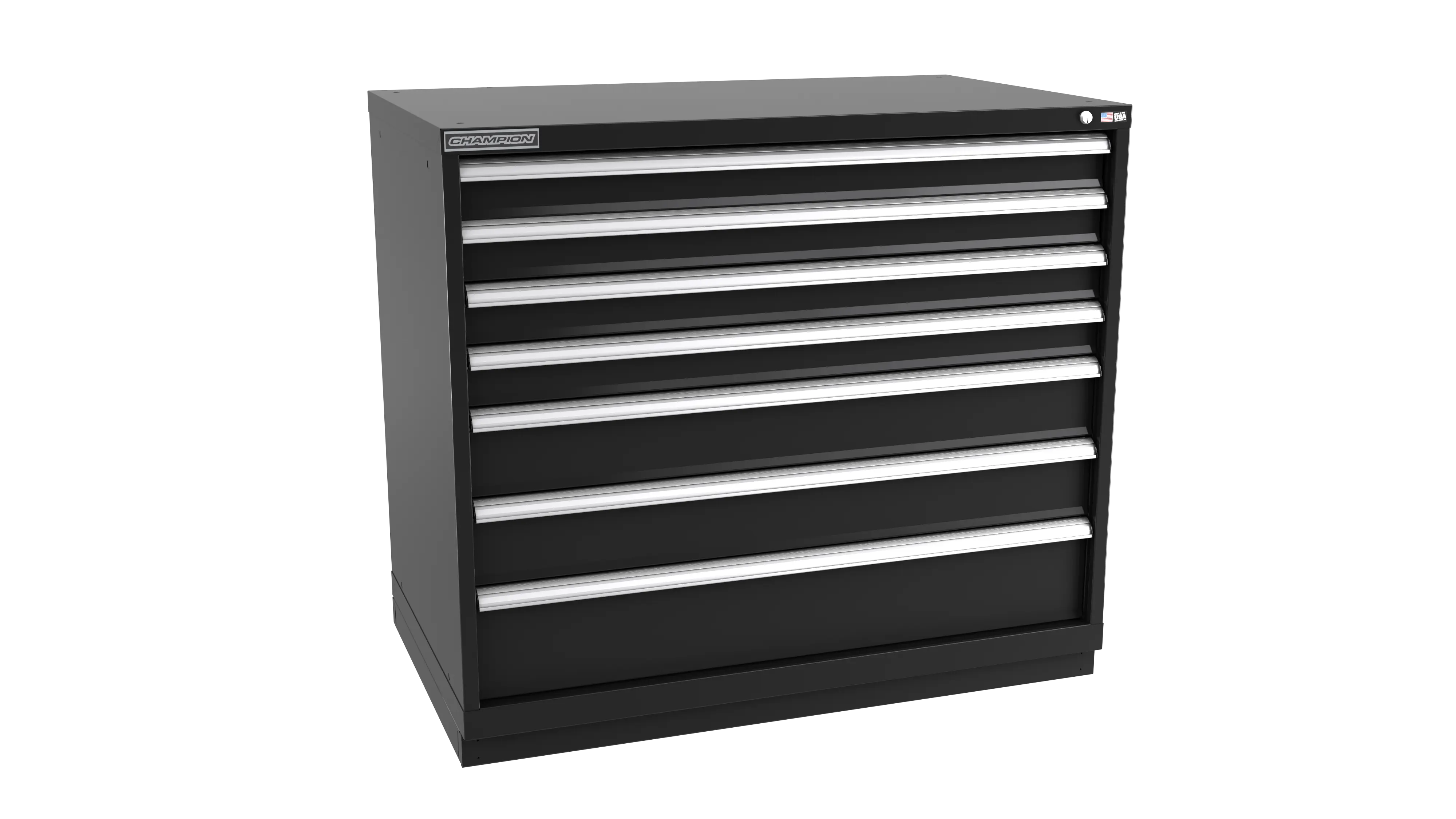 Champion Tool 7-Drawer Metal Modular Storage Cabinet with 228 Internal Compartments, 47 W x 41-3/4 H x 22-1/2 D in - CM EWS1800-0702-ILC-FTB Champion Tool Storage