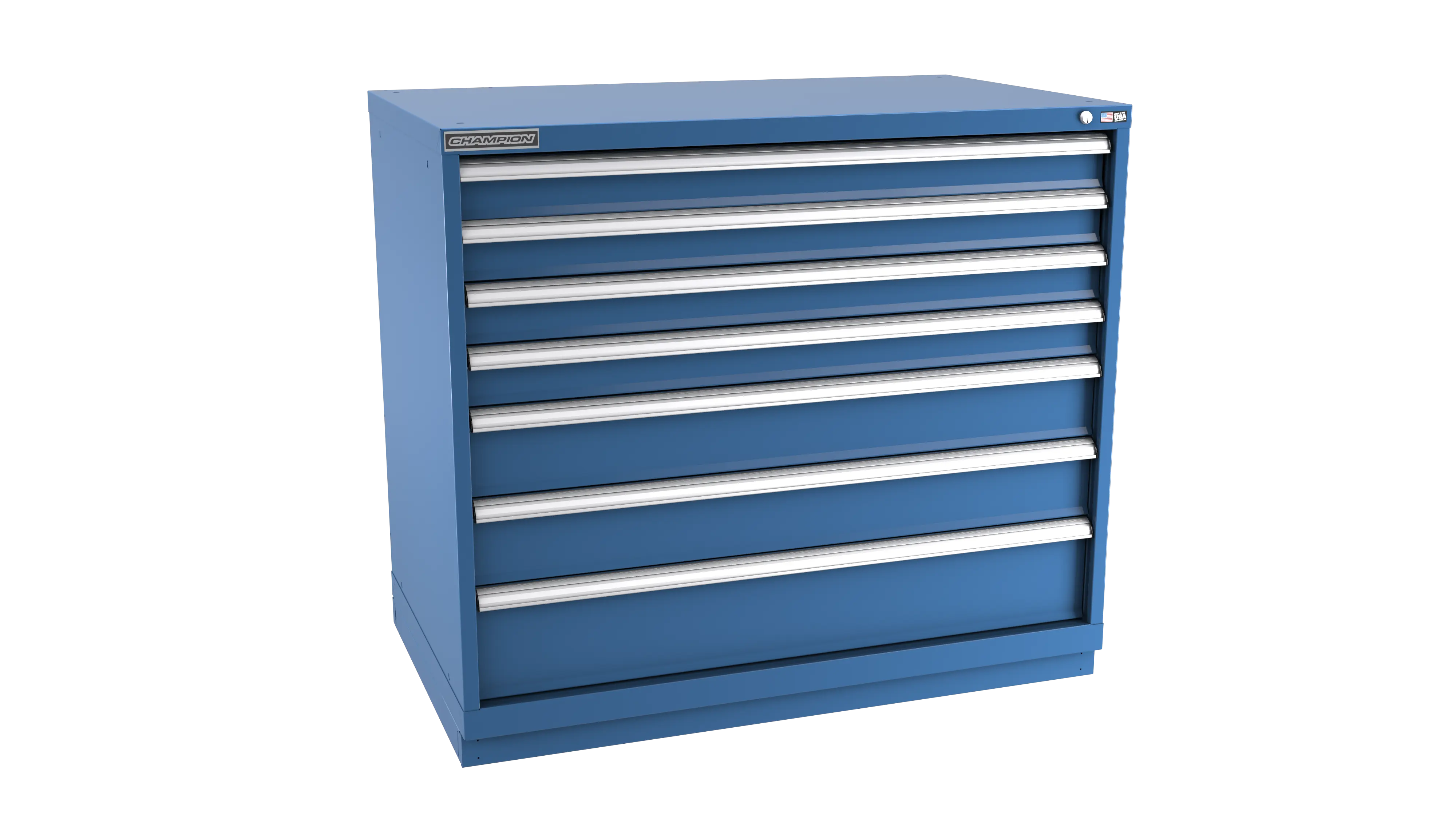 Champion Tool 7-Drawer Metal Modular Storage Cabinet with 228 Internal Compartments, 47 W x 41-3/4 H x 22-1/2 D in - CM EWS1800-0702-ILC-FTB Champion Tool Storage
