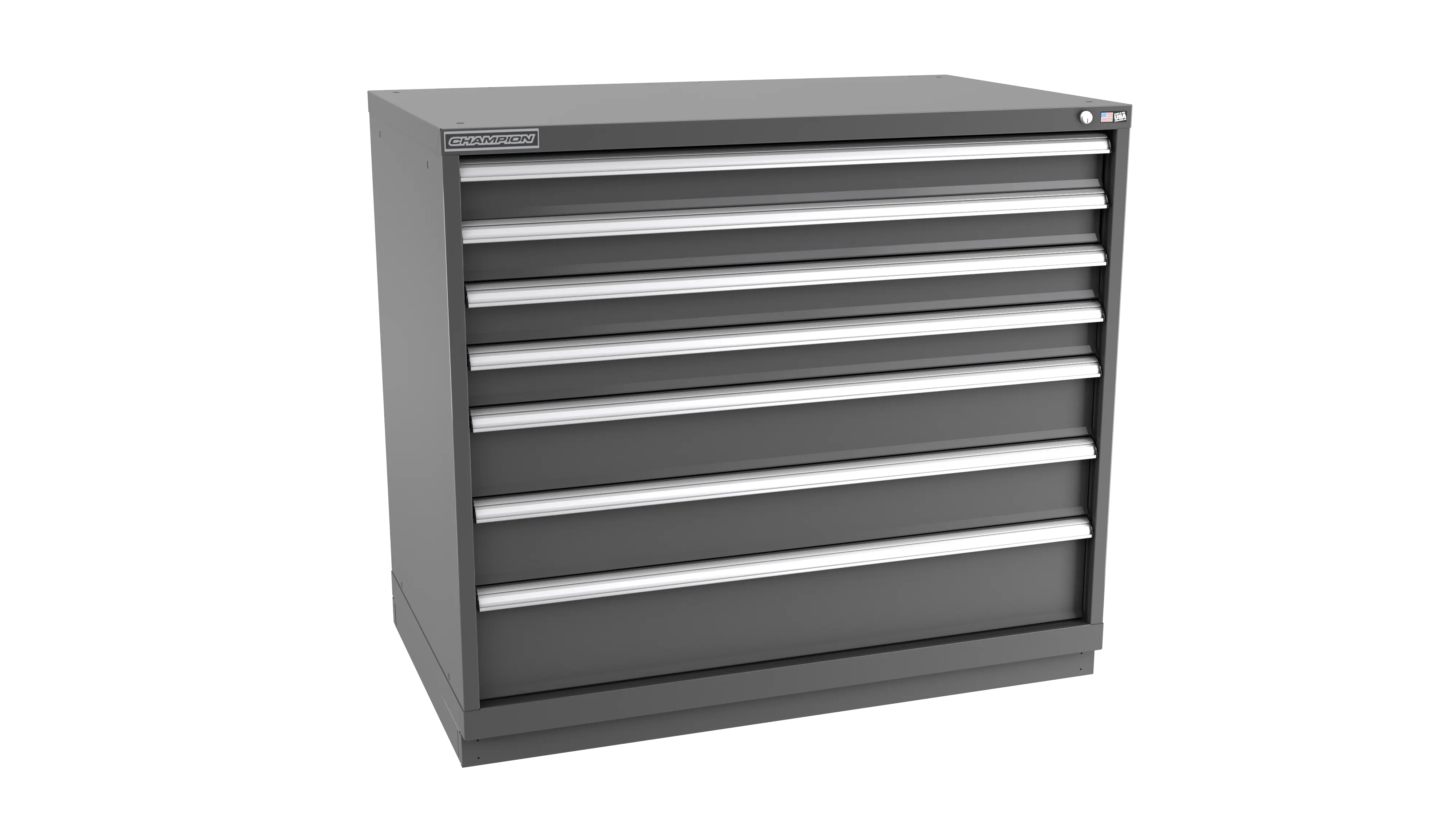 Champion Tool 7-Drawer Metal Modular Storage Cabinet with 228 Internal Compartments, 47 W x 41-3/4 H x 22-1/2 D in - CM EWS1800-0702-ILC-FTB Champion Tool Storage