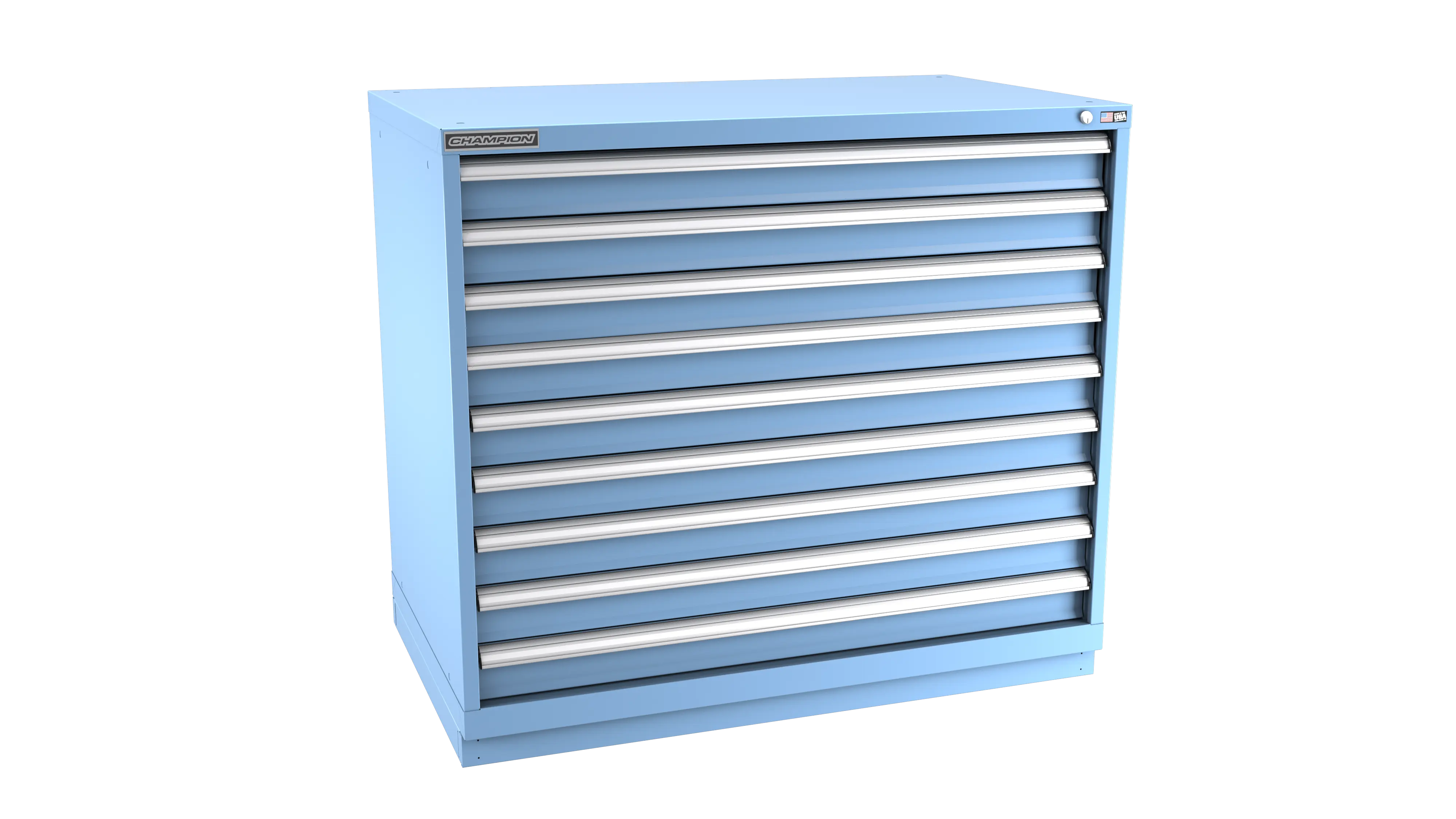 Champion Tool 9-Drawer Metal Modular Storage Cabinet with 228 Internal Compartments, 47 W x 41-3/4 H x 22-1/2 D in - CM EWS1800-0901-ILC-FTB Champion Tool Storage