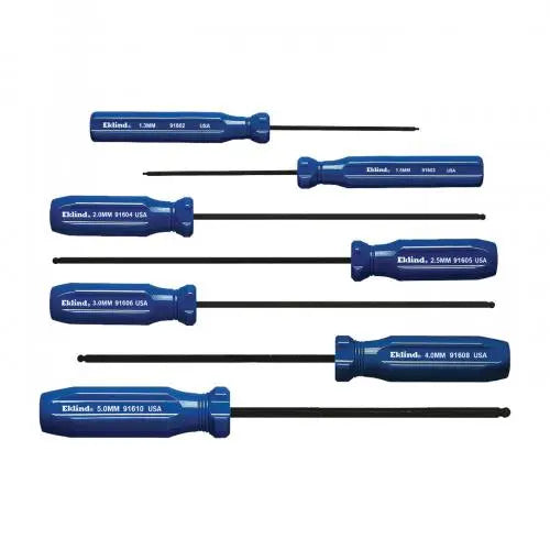 Eklind Set of 7 SD Series Ball End Hexagon Screwdriver 1.3 - 5mm with Pouch - EK 90607 Screwdriver Set Eklind