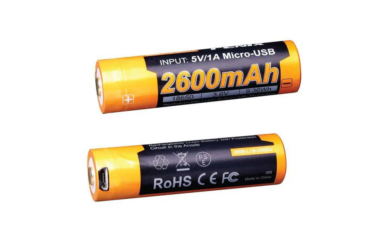 Fenix 18650 USB Rechargeable Battery, 2600mAh - F FX-ARBL182600U Fenix