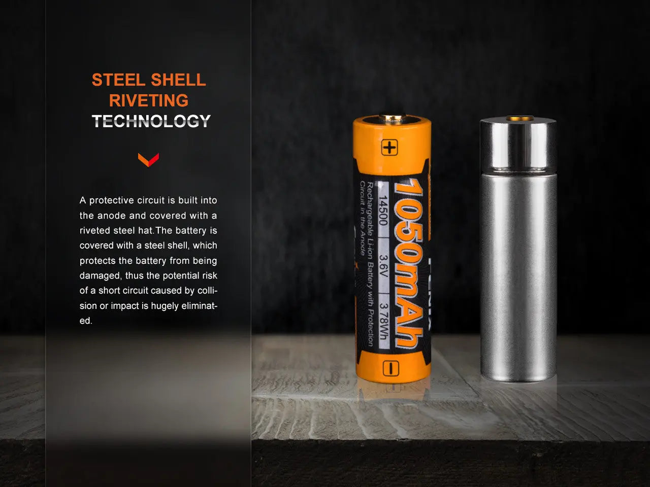Fenix 14500 Rechargeable Battery, 1050mAh - F FX-ARBL141050 Fenix