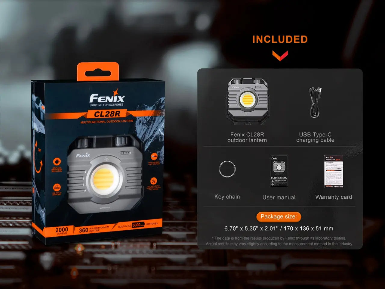 Fenix 2000 Lumen Rechargeable Lantern - F FX-CL28R Fenix