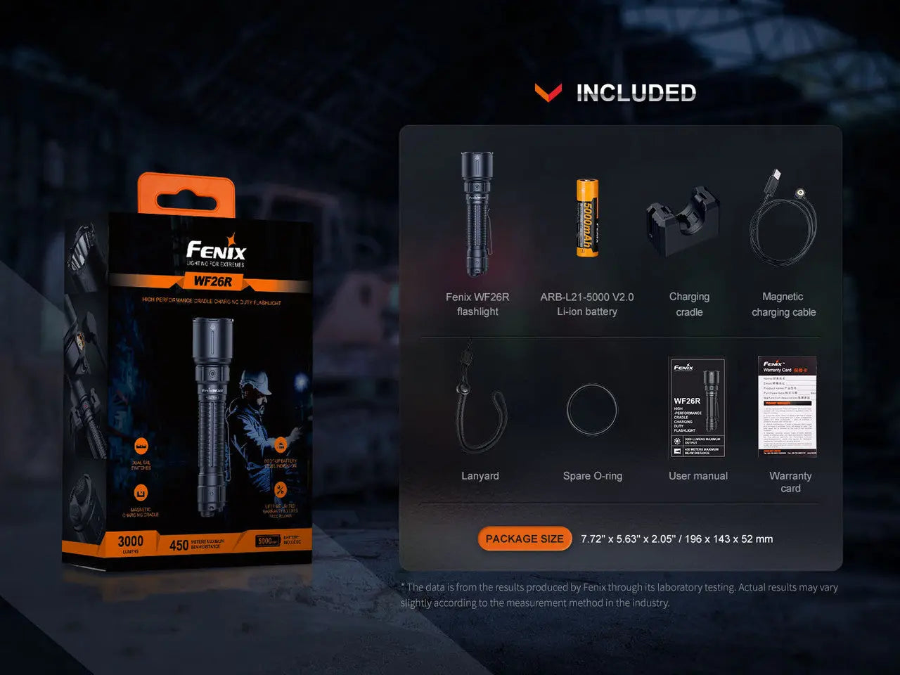 Fenix 3000 Lumen Cradle Charging Duty Flashlight - F FX-WF26R Fenix