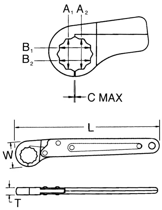 Wright Tool 12-Point Black Industrial Ratcheting Flare Nut Wrench, 11/16 in - WT 1652 Flare Nut Wrench Wright Tool