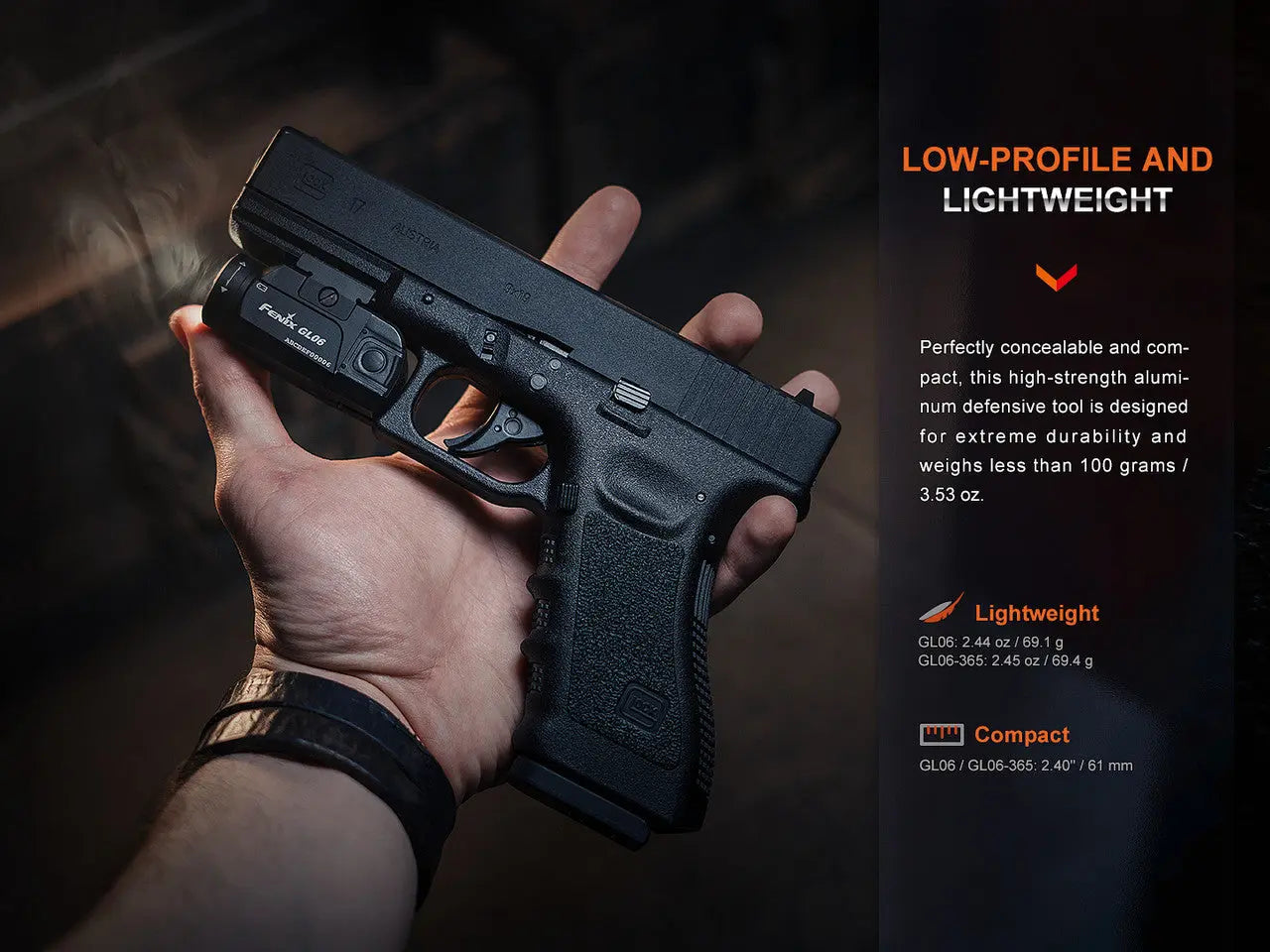 Fenix 600 Lumen Tactical Pocket Pistol Light for Hand Gun - F FX-GL06-365 Fenix