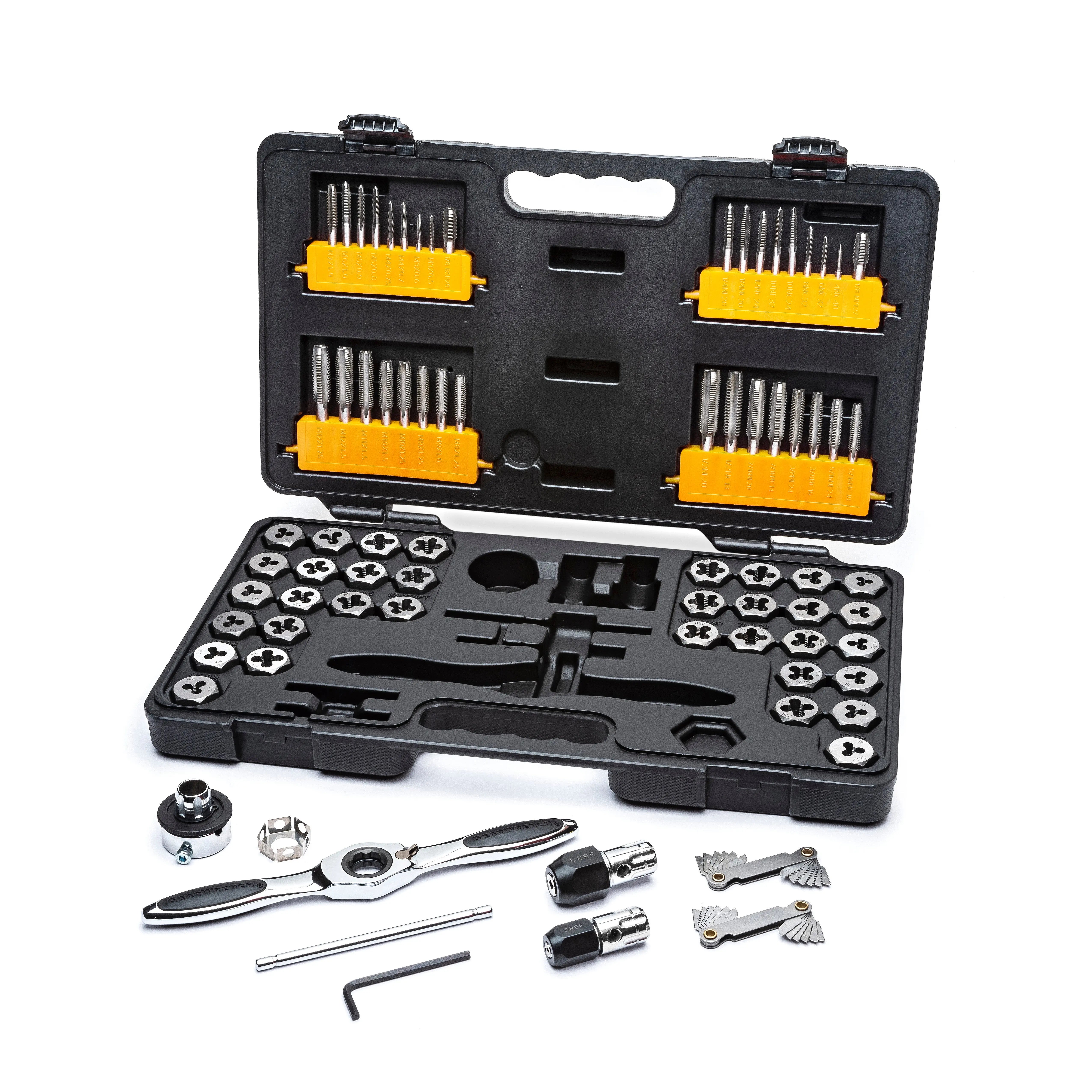GEARWRENCH 77 Pc. SAE & Metric Medium Ratcheting Tap and Die Tool Set 3887 GEARWRENCH
