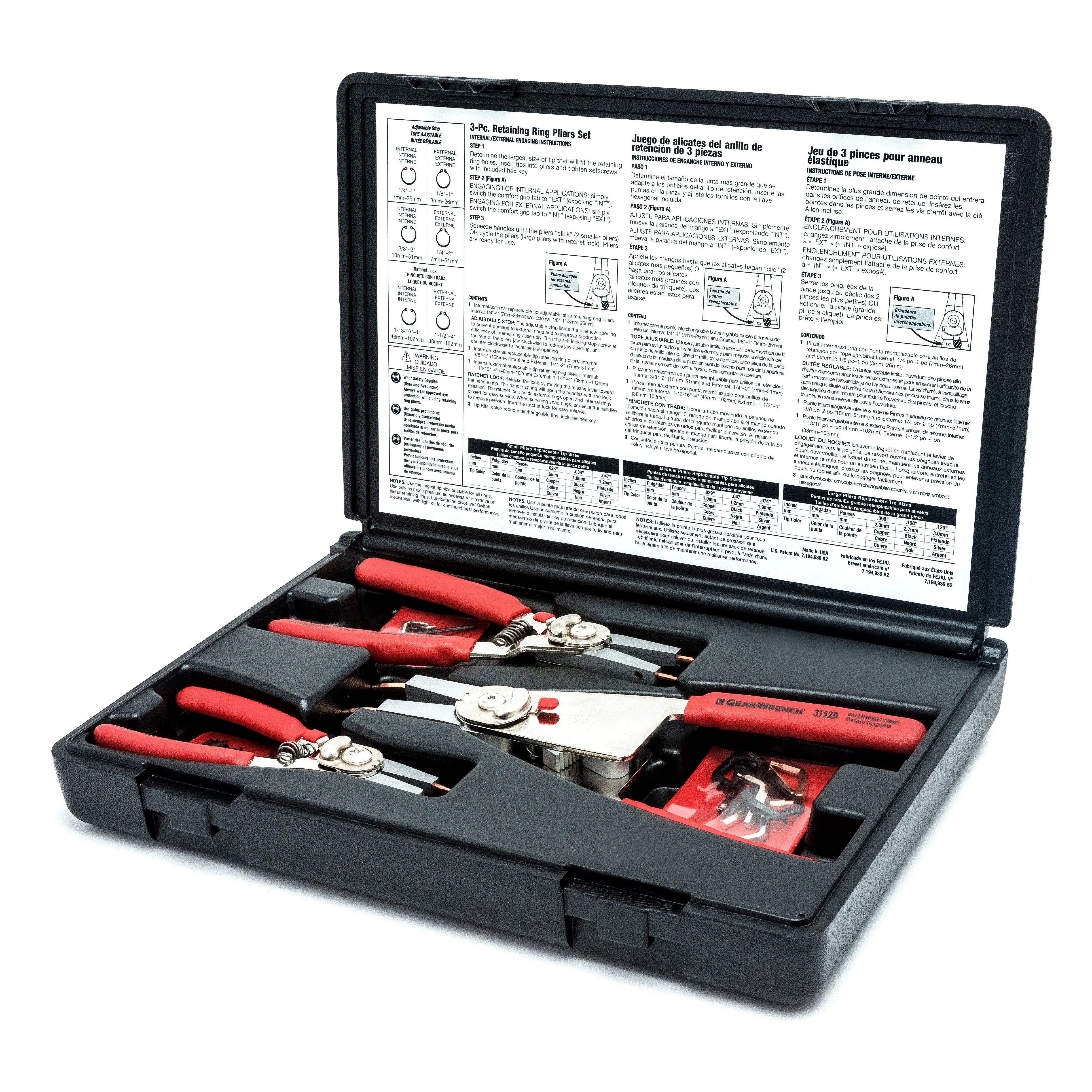 GEARWRENCH 3 Pc. Convertible Retaining Ring Plier Set 68-079G GEARWRENCH