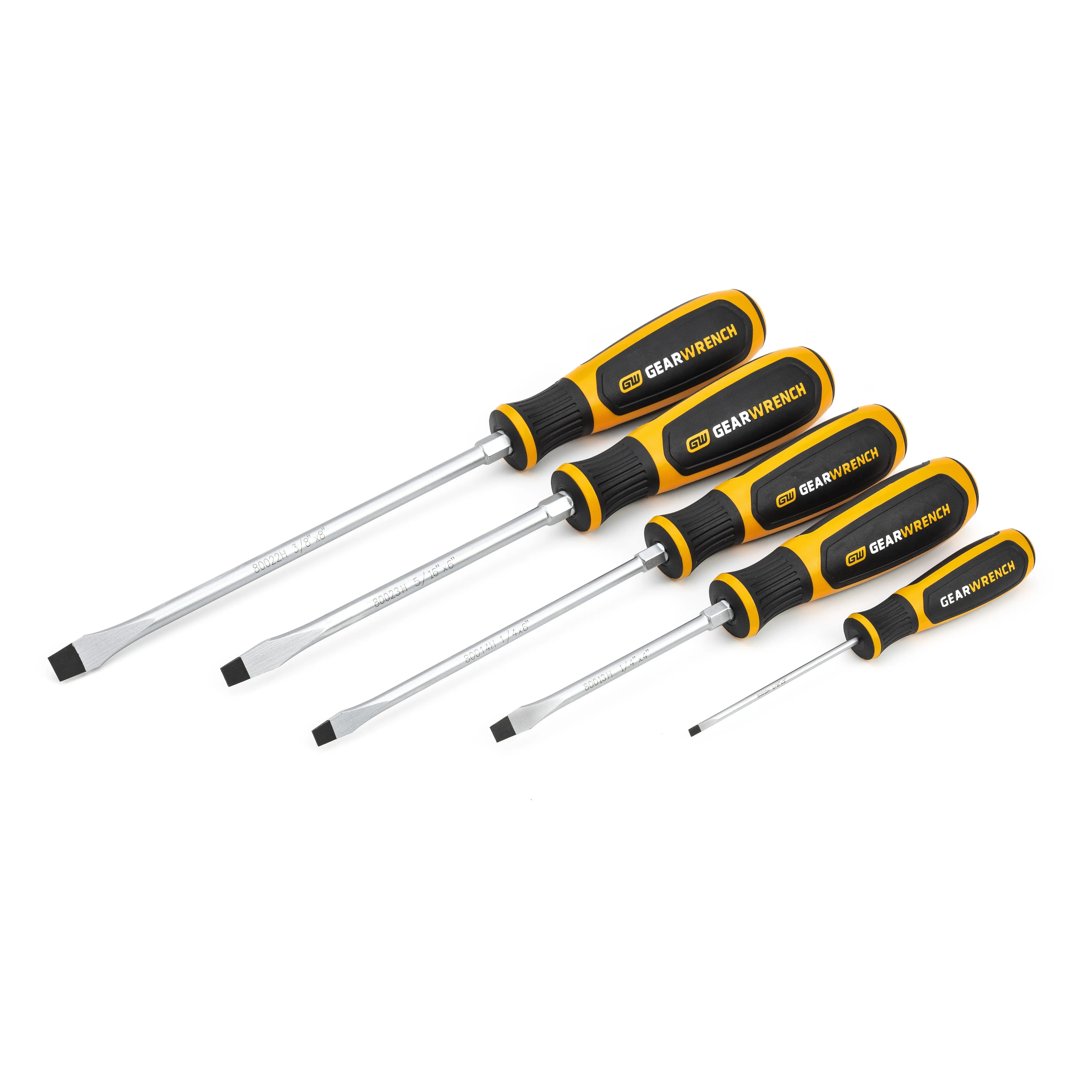GEARWRENCH 5 Pc. Slotted Dual Material Screwdriver Set 80053H GEARWRENCH