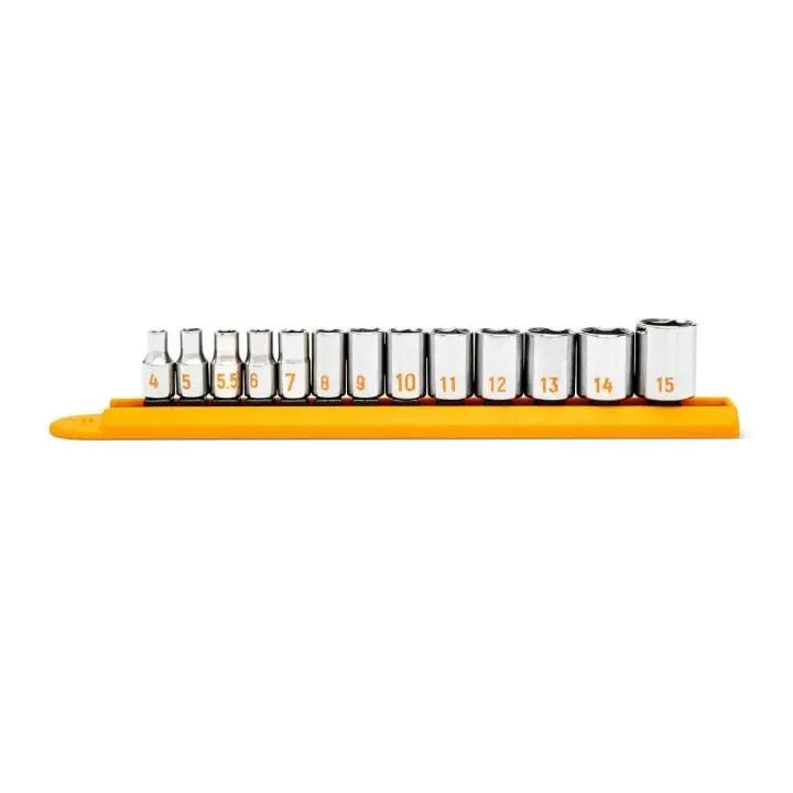 GEARWRENCH Set of 13 1/4 in Drive 6 Point Metric Hi-Viz Socket - GW 80302H