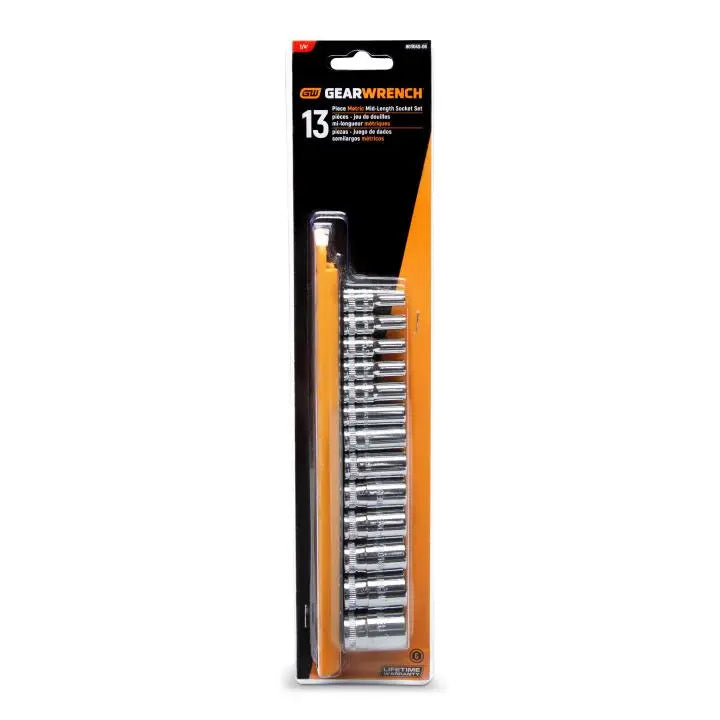 GEARWRENCH 13 Pc. 1/4" Drive 6 Point Metric Mid Length Socket Set 80304S-06 Socket Set GEARWRENCH