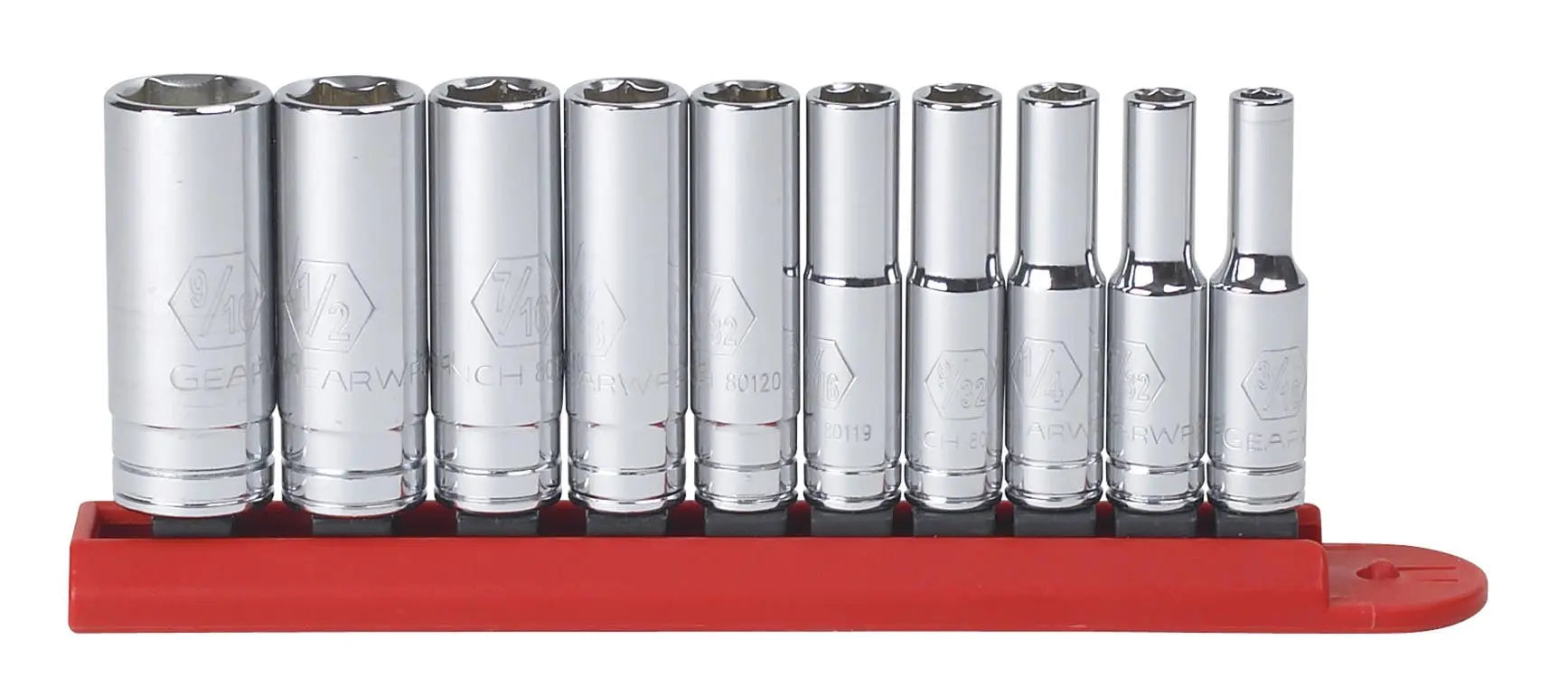 GEARWRENCH 10 Pc. 1/4" Drive 6 Point SAE Deep Socket Set 80305 GEARWRENCH