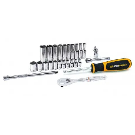 GEARWRENCH 26 Pc. 1/4" Drive 6 Point SAE Standard and Deep Mechanics Tool Set 80312DD GEARWRENCH