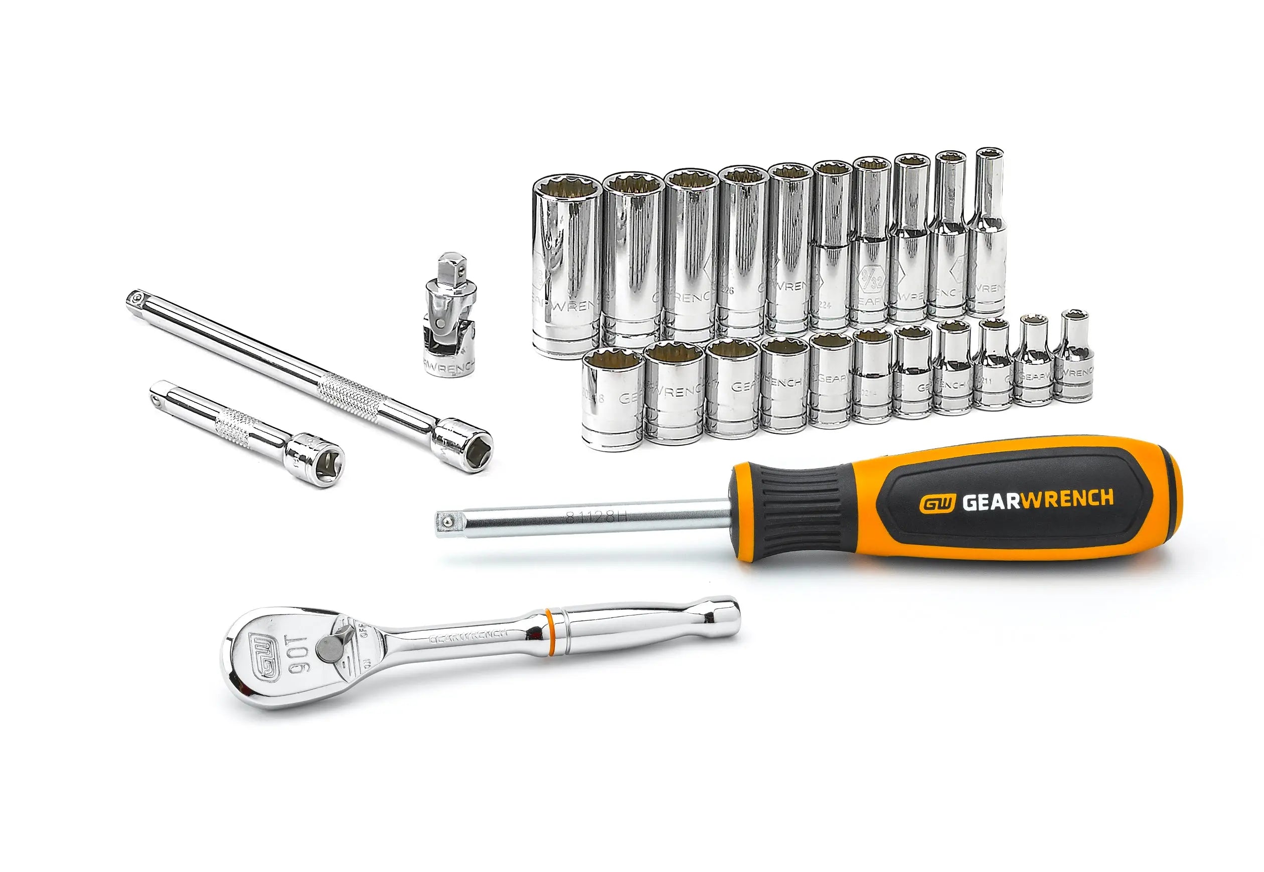 GEARWRENCH 26 Pc. 1/4" Drive 12 Point SAE Standard and Deep Mechanics Tool Set 80313 GEARWRENCH