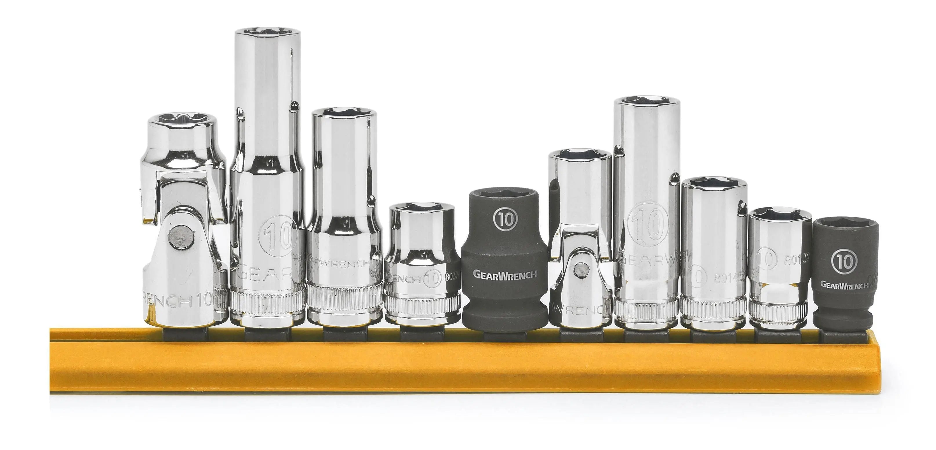 GEARWRENCH 10 Pc. 1/4" and 3/8" Drive 6 Point 10MM Socket Set 80319 GEARWRENCH