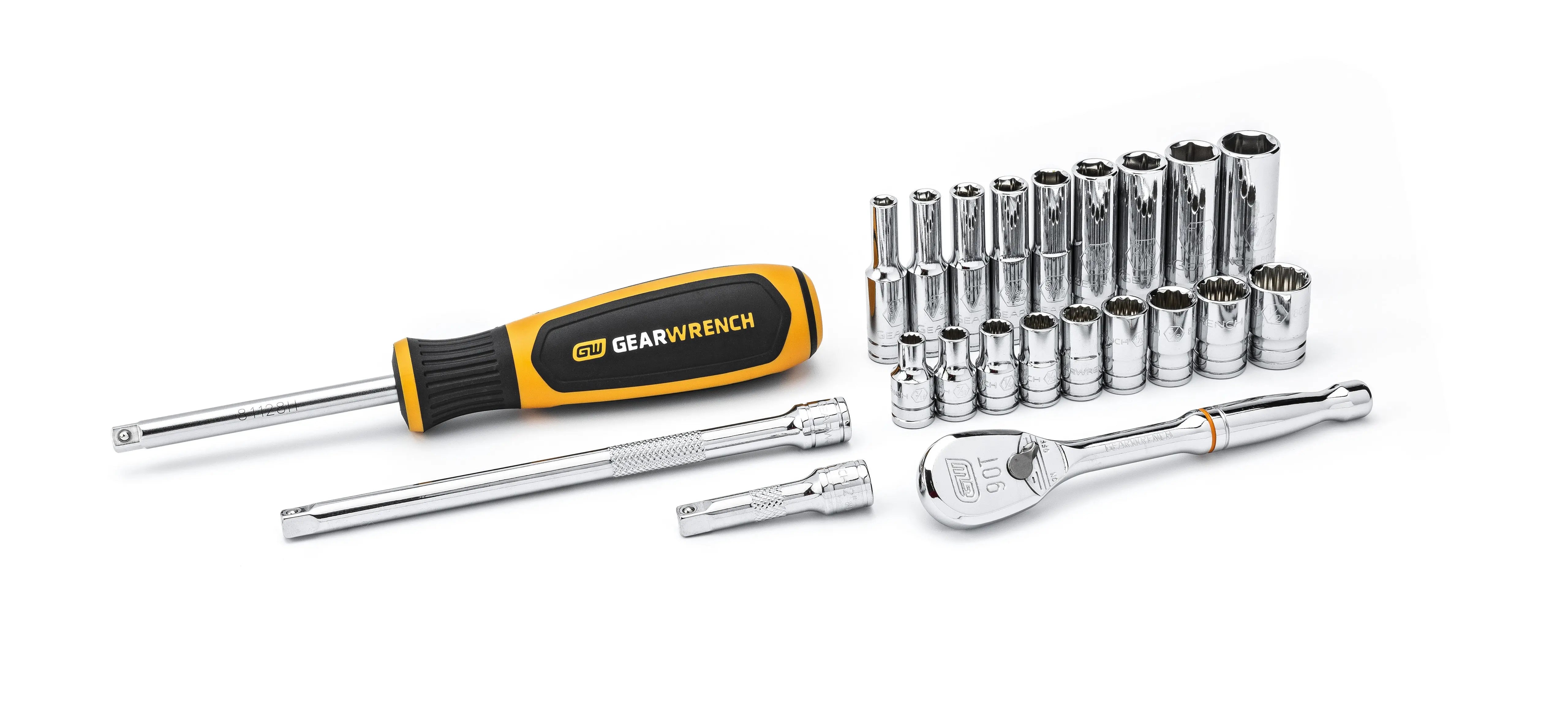 GEARWRENCH 22 Pc. 1/4" Drive 6 and 12 Point SAE Standard and Deep Mechanics Tool Set 80325 GEARWRENCH