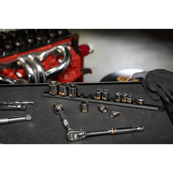 GEARWRENCH Set of 13 3/8 in Drive 6 Point SAE Hi-Viz Socket - GW 80553H