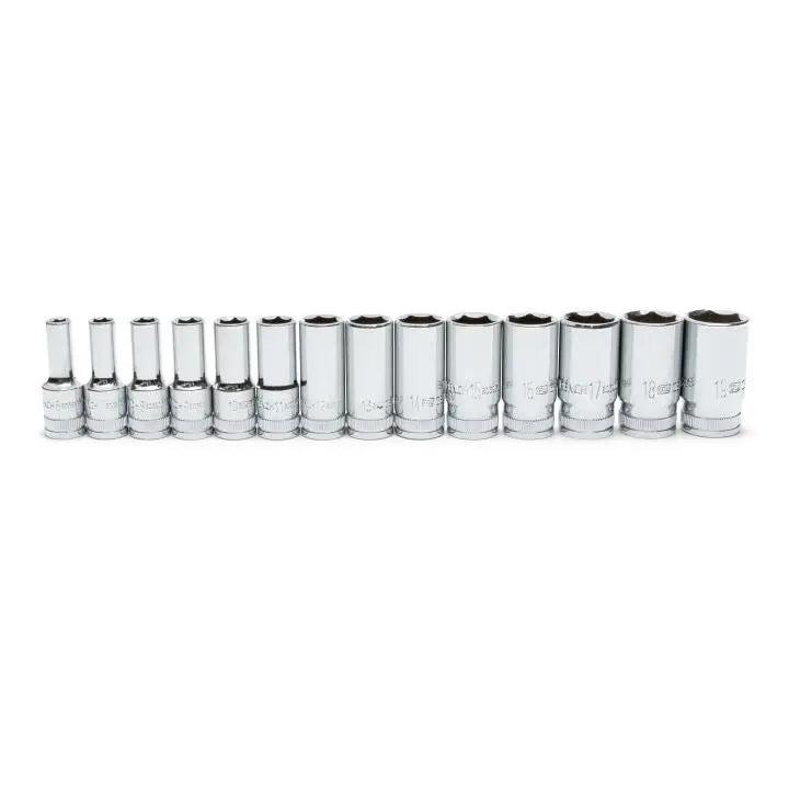 GEARWRENCH Set of 14 3/8 in Drive 6-Point Mid Length Metric Sockets - GW 80554S-06 Socket Set GEARWRENCH