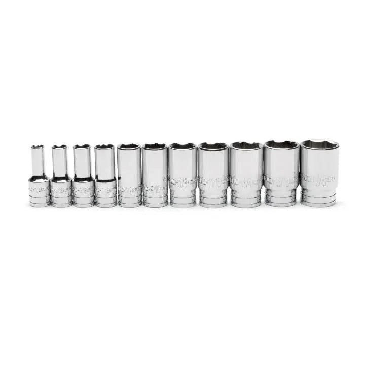 GEARWRENCH Set of 11 3/8 in Drive 6-Point Mid Length SAE Sockets - GW 80555S-06 Socket Set GEARWRENCH