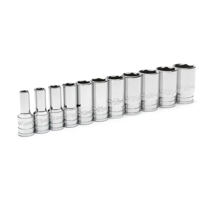 GEARWRENCH Set of 11 3/8 in Drive 6-Point Mid Length SAE Sockets - GW 80555S-06 Socket Set GEARWRENCH