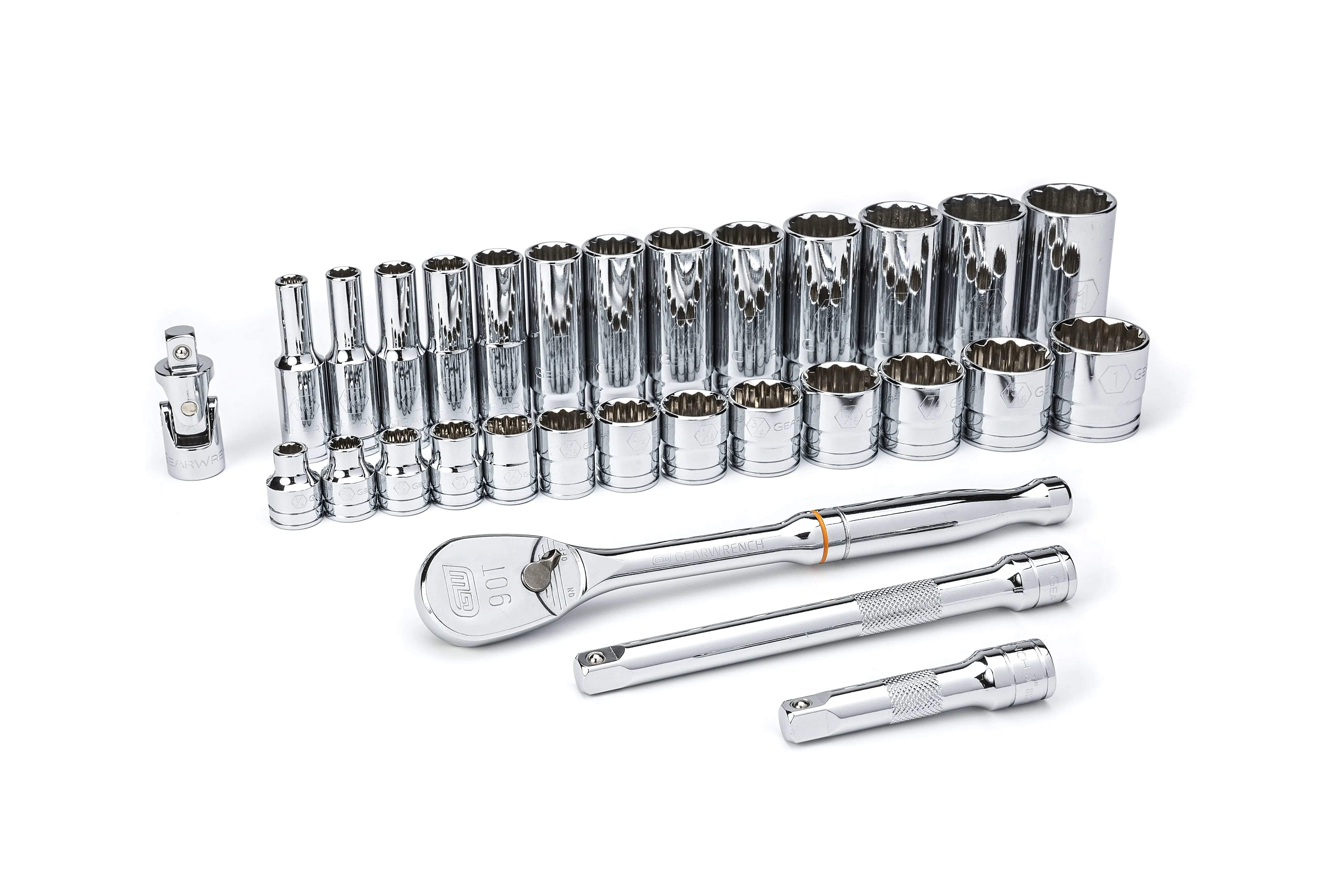 GEARWRENCH 30 Pc. 3/8" Drive 12 Point SAE Standard and Deep Mechanics Tool Set 80568 GEARWRENCH
