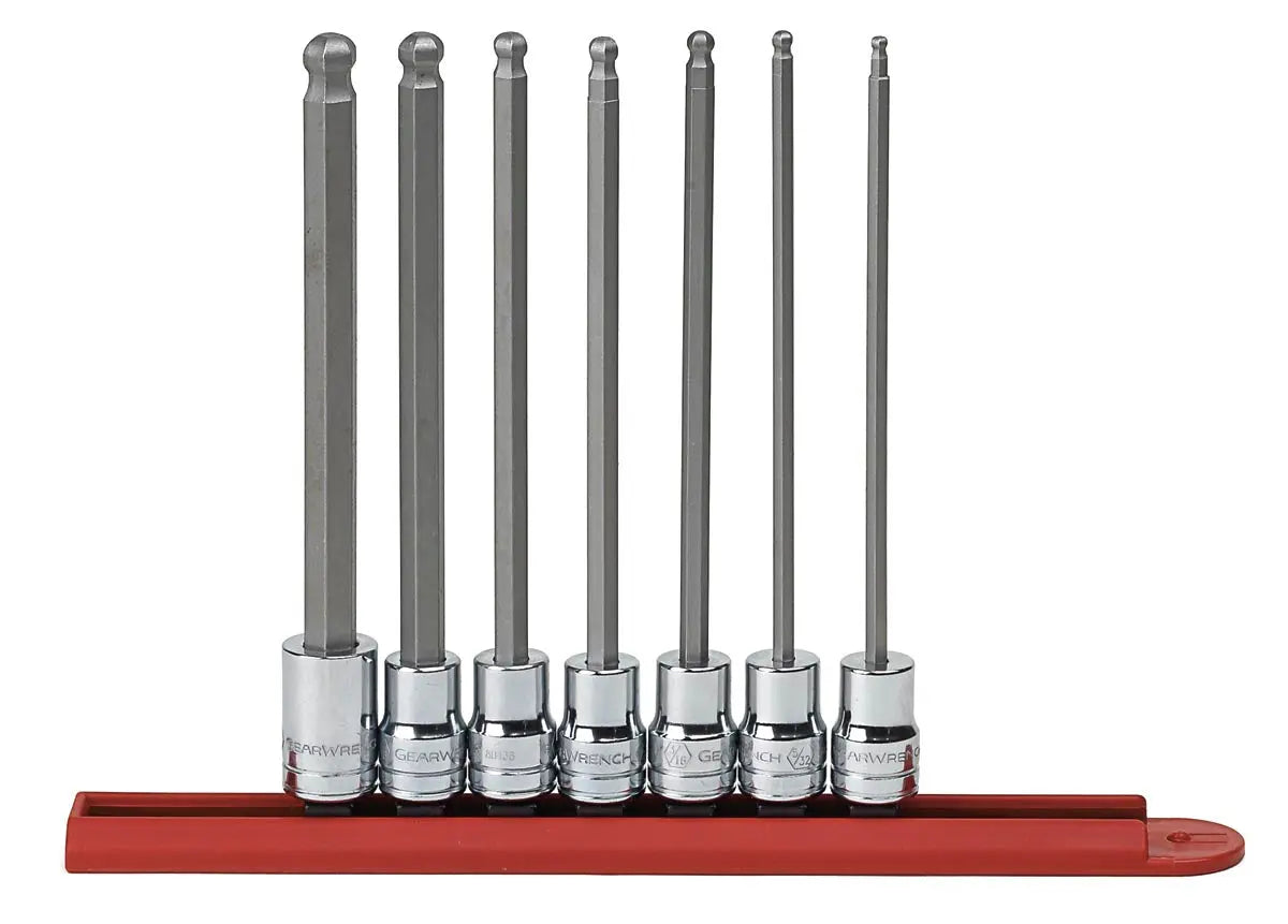 GEARWRENCH 7 Pc. 3/8" Drive SAE Long Ball End Hex Bit Socket Set 80574 GEARWRENCH