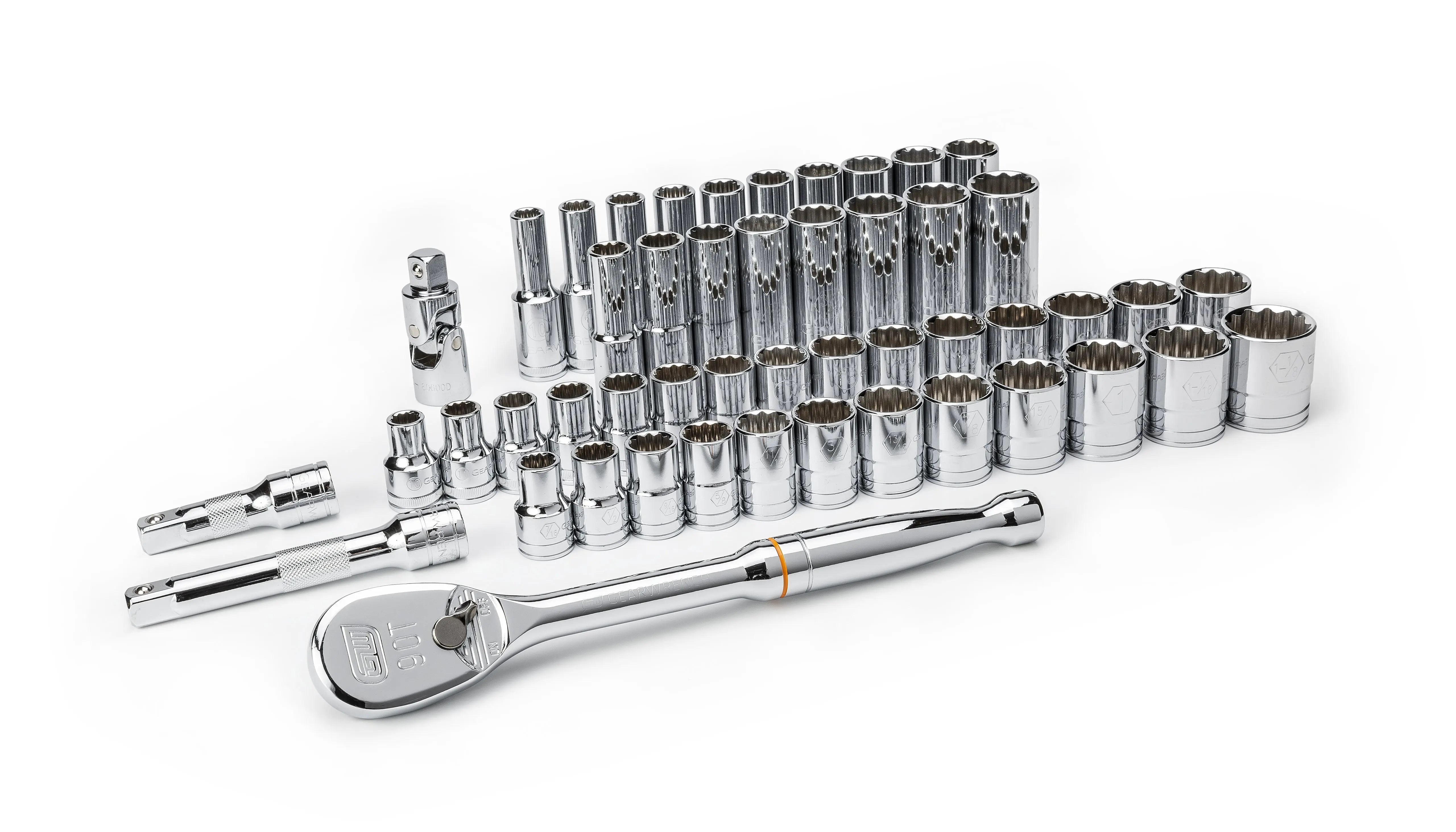 GEARWRENCH 49 Pc. 1/2" Drive 12 Point SAE/Metric Standard and Deep Mechanics Tool Set 80701 GEARWRENCH