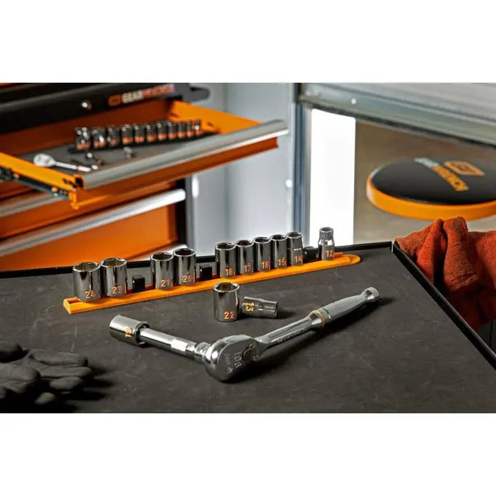 GEARWRENCH Set of 13 1/2 in Drive 6 Point Metric Hi-Viz Socket - GW 80702H
