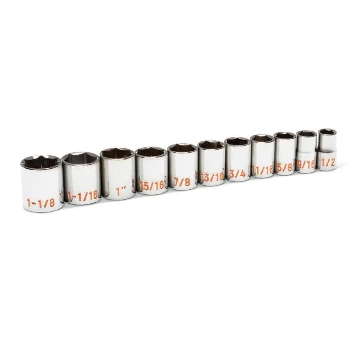 GEARWRENCH Set of 11 1/2 in Drive 6 Point SAE Hi-Viz Socket - GW 80703H