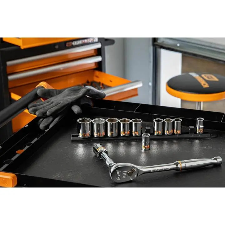 GEARWRENCH Set of 11 1/2 in Drive 6 Point SAE Hi-Viz Socket - GW 80703H