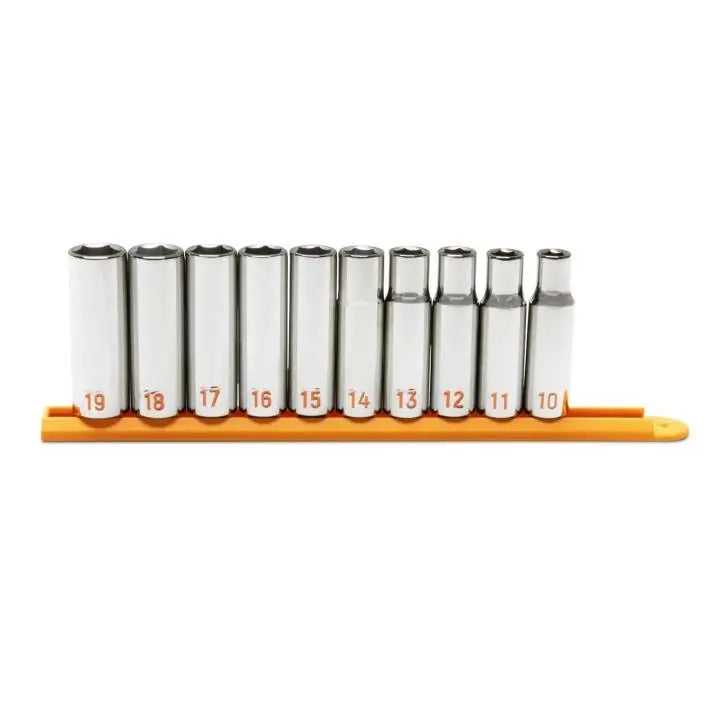 GEARWRENCH Set of 10 1/2 in Drive 6 Point Metric Hi-Viz Deep Socket - GW 80704H