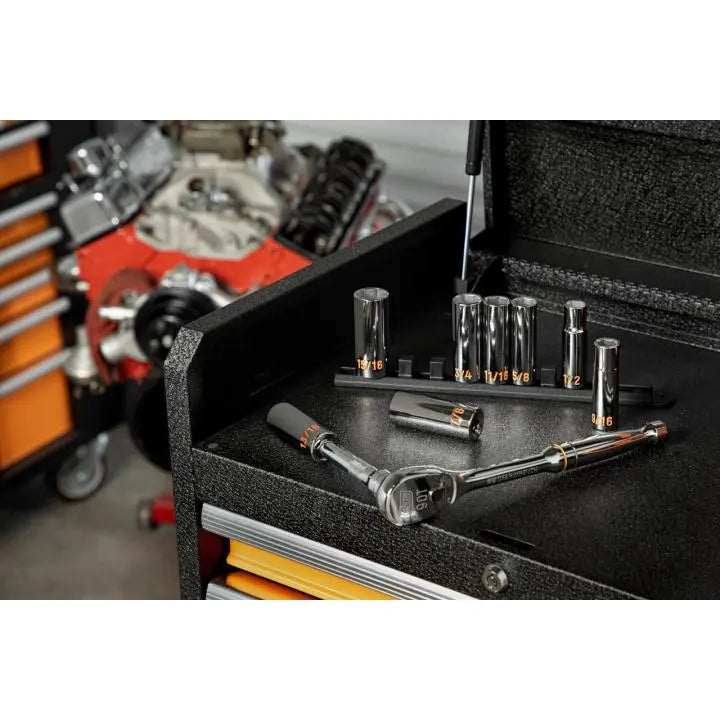 GEARWRENCH Set of 8 1/2 in Drive 6 Point SAE Hi-Viz Deep Socket - GW 80705H