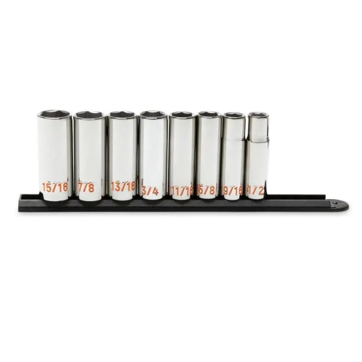 GEARWRENCH Set of 8 1/2 in Drive 6 Point SAE Hi-Viz Deep Socket - GW 80705H