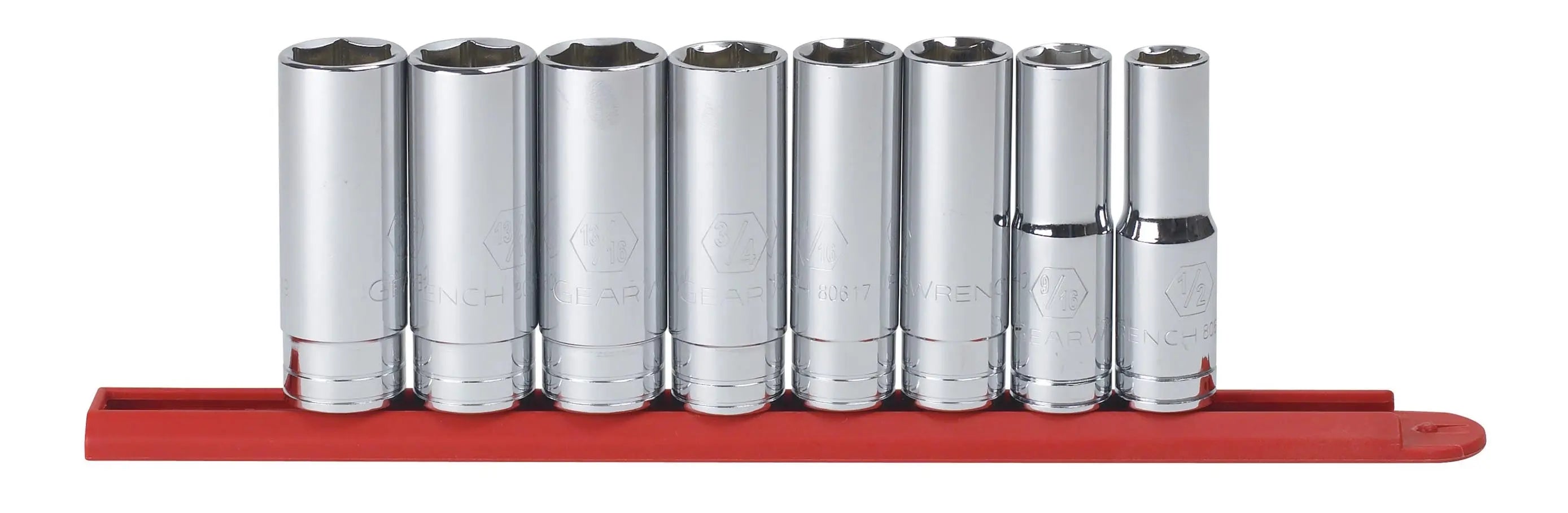 GEARWRENCH 8 Pc. 1/2" Drive 6 Point SAE Deep Socket Set 80705 GEARWRENCH