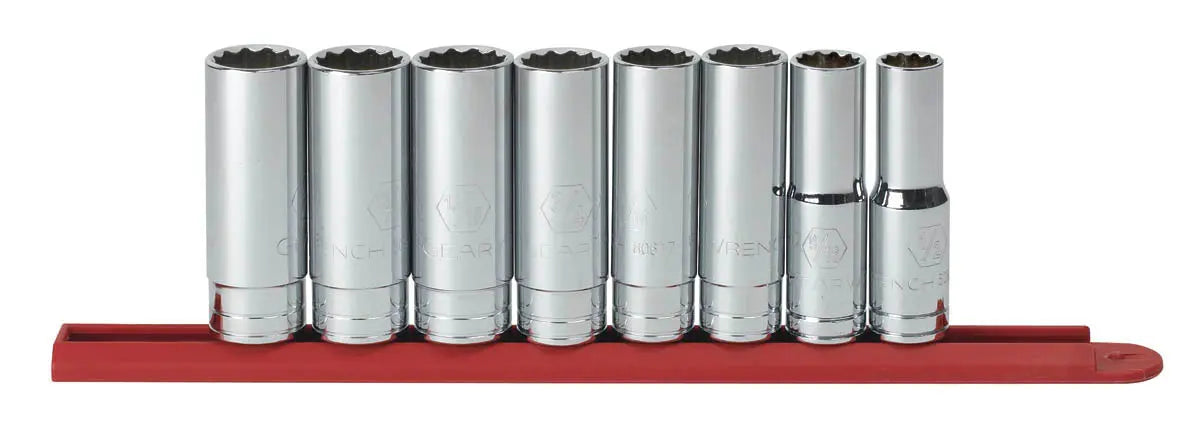 GEARWRENCH 8 Pc. 1/2" Drive 12 Point SAE Deep Socket Set 80713 GEARWRENCH