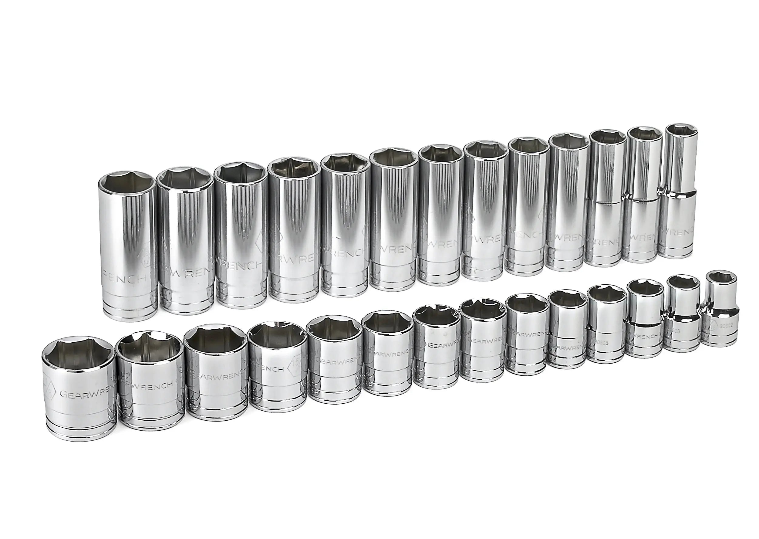 GEARWRENCH 27 Pc. 1/2" Drive 6 Point SAE Standard and Deep Socket Set 80729 GEARWRENCH