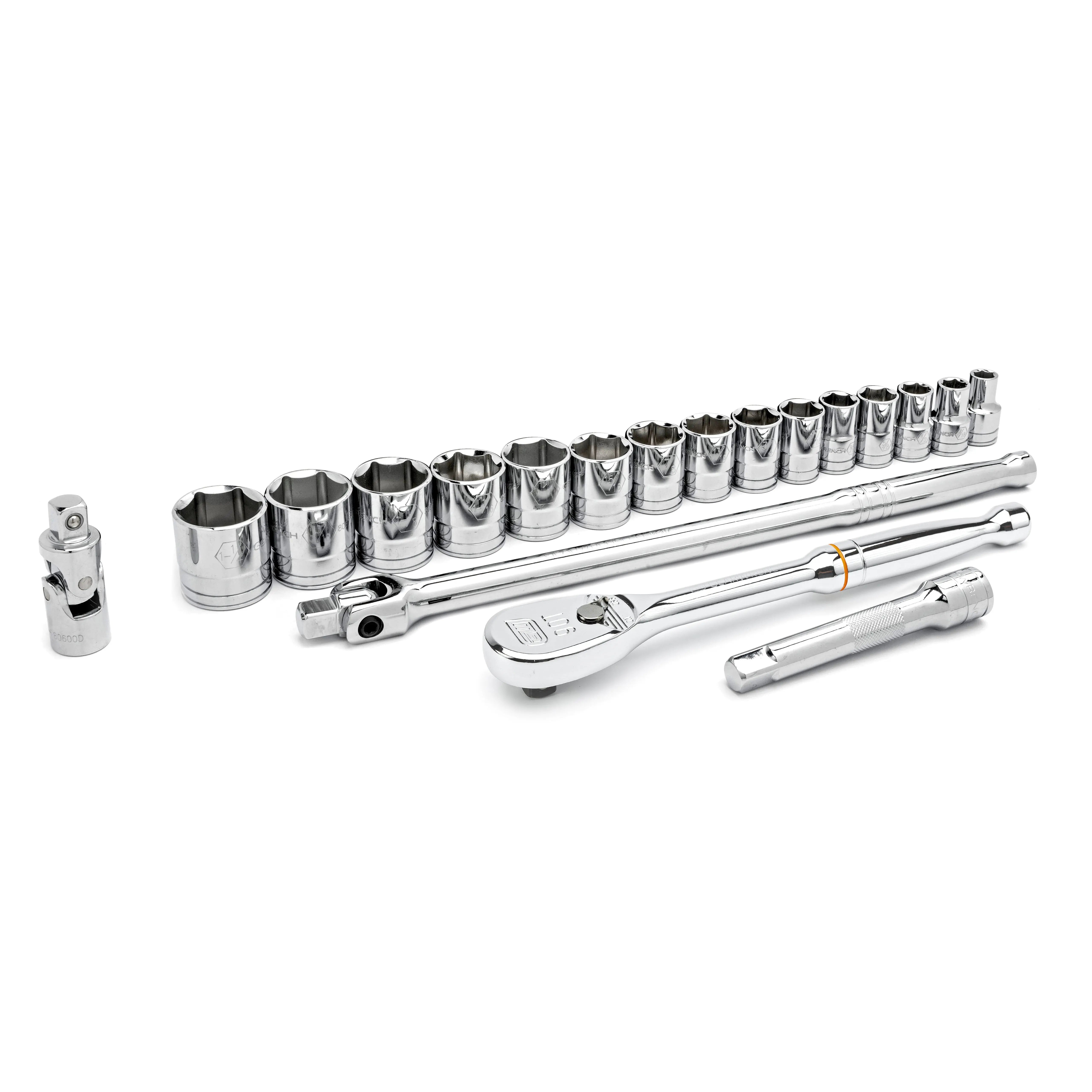 GEARWRENCH 19 Pc. 1/2" Drive 6 Point SAE Standard Mechanics Tool Set 80791 Tool Set GEARWRENCH