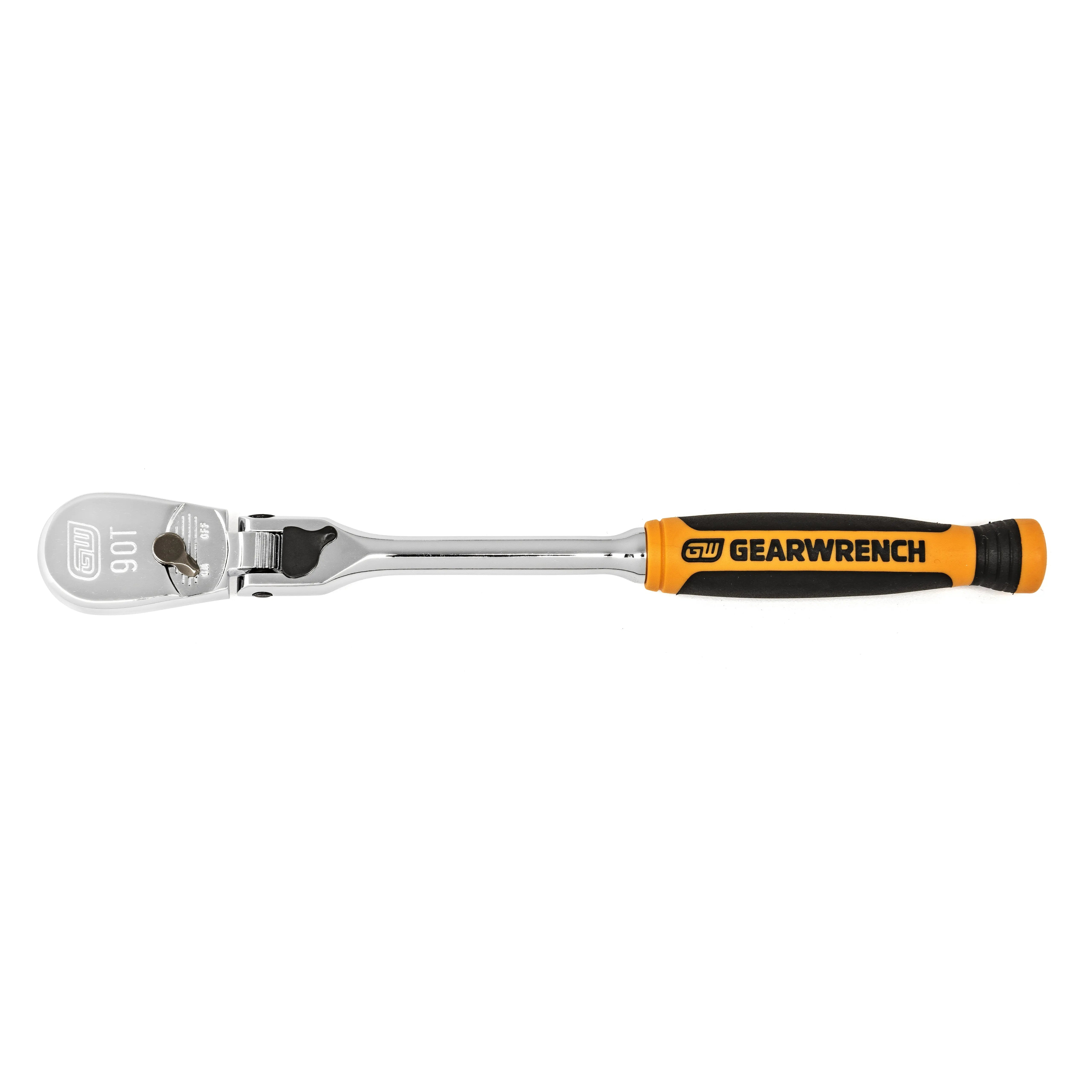 GEARWRENCH 1/4" Drive 90-Tooth Dual Material Locking Flex Head Teardrop Ratchet 8" 81016T Ratchet GEARWRENCH